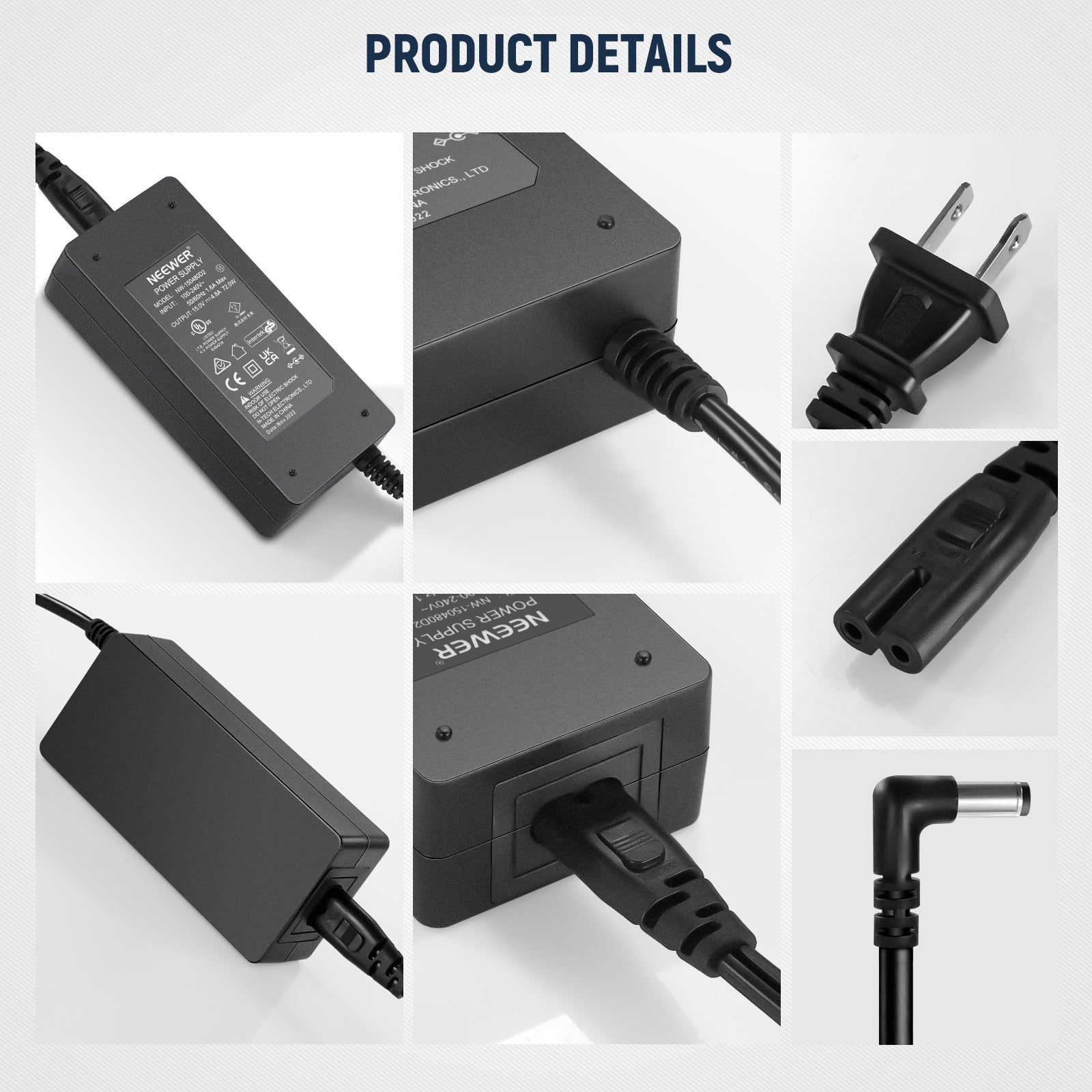 NEEWER 15V 4.8A 72W AC/DC Power Adapter - Universal Power Supply for LED Lights, CCTV Cameras, Audio Equipment & More