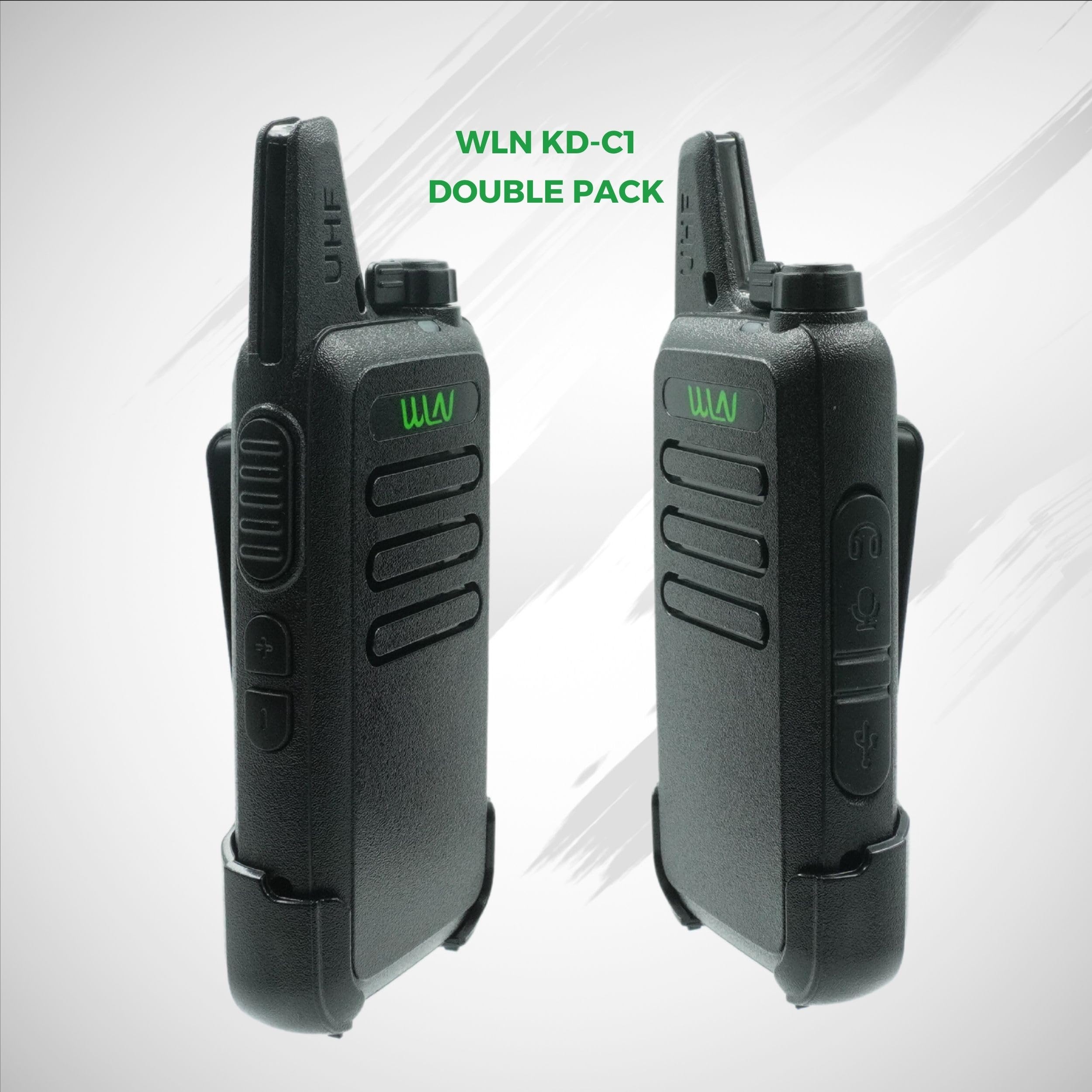 WLN KD-C1 16 Channel GMRS Two-Way Radio - 2 Pack - Long Range Walkie Talkies for Outdoor Adventures, Hiking, Camping & Emergency Communication