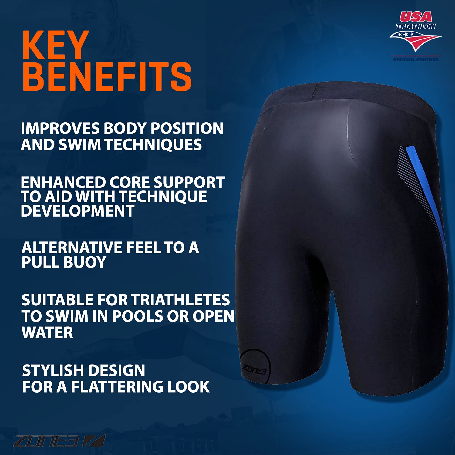 ZONE3 Neoprene Buoyancy Shorts 'Originals' 5/3mm - Premium Swim Training & Triathlon Gear for Men & Women - Perfect for Pool, Open Water & Surfing