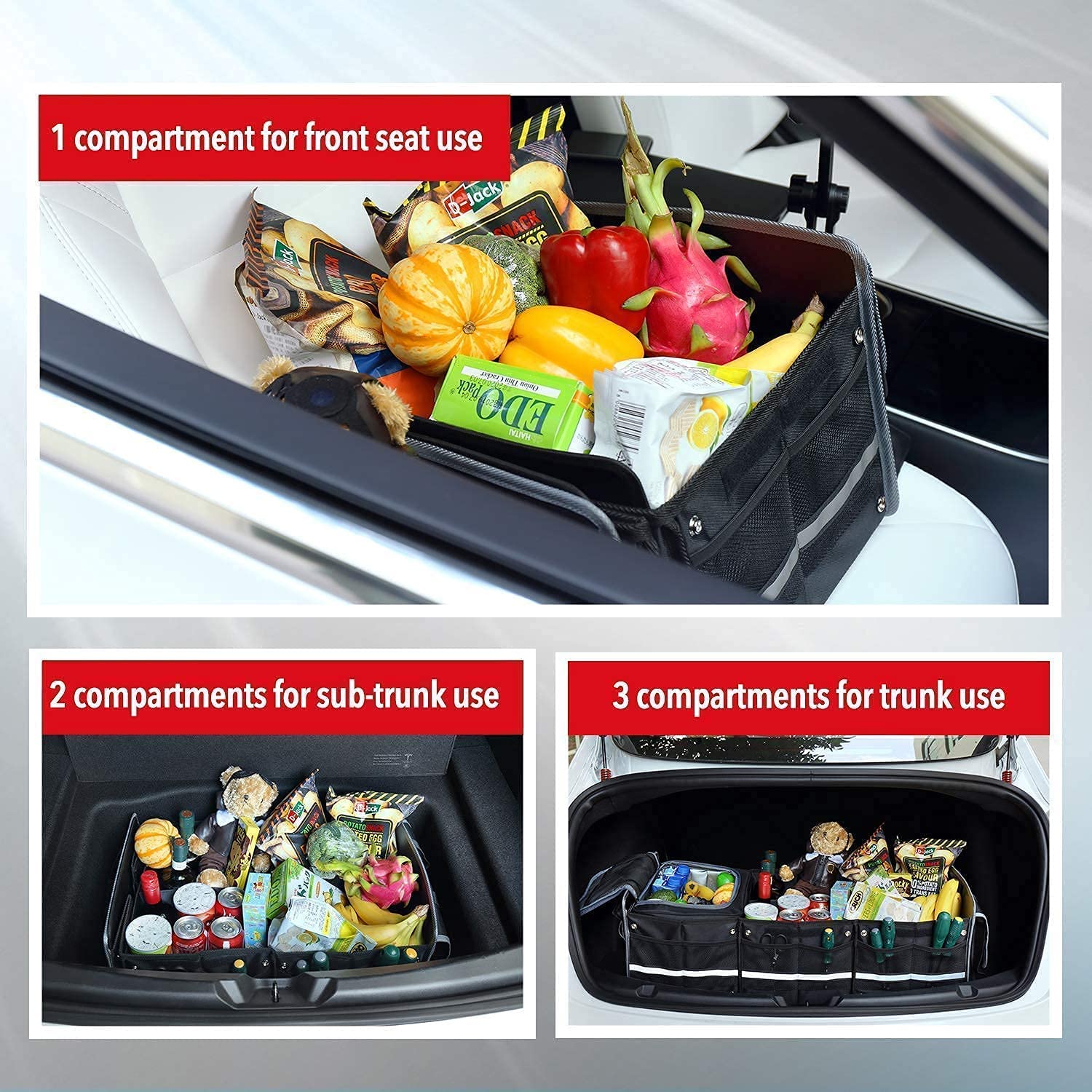 Farasla Waterproof Trunk Organizer with Leakproof Cooler Bag & Car Trash Can - Car Storage Solution for Travel, Camping & Road Trips