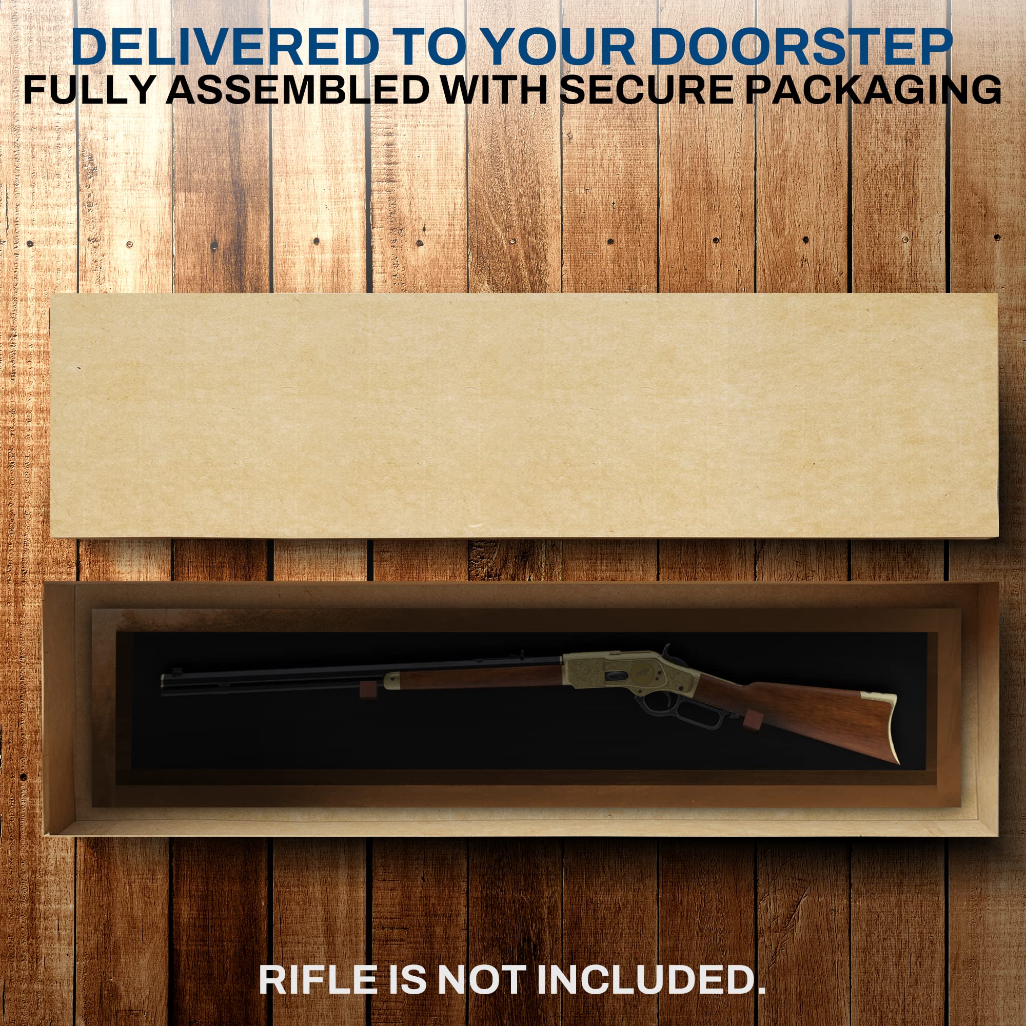 Lockable Gun Display Case for Rifles & Shotguns - Acrylic Door Wall Mount Cabinet with Sword Holder - Secure Firearm Storage for Home, Office & Hunting Lodge