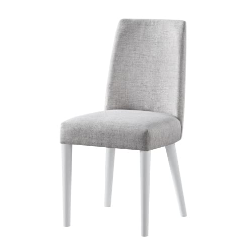 Fabric Upholstered Dining Chairs - Urban Style Kitchen Side Chairs with Solid Wood Legs, Padded Accent Chair for Living Room, Kitchen & Bedroom (White, Single Pack) - Perfect for Small Spaces, Breakfast Nooks & Modern Home Decor