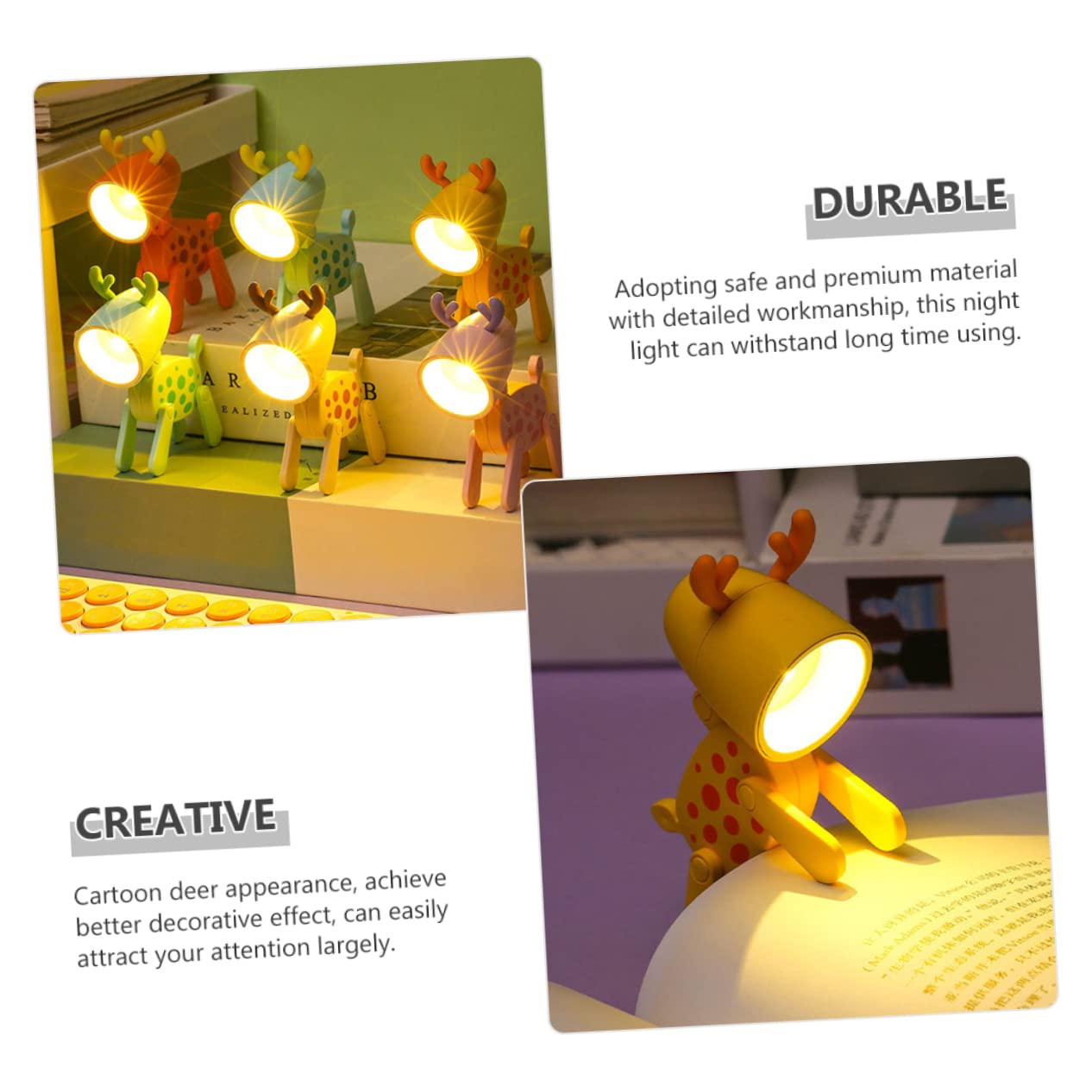 Homoyoyo Kids Night Light - Soft LED Deer Night Lamp for Bedroom, Nursery & Kids Room | Dimmable Bedside Light for Sleep, Decor & Children's Safety