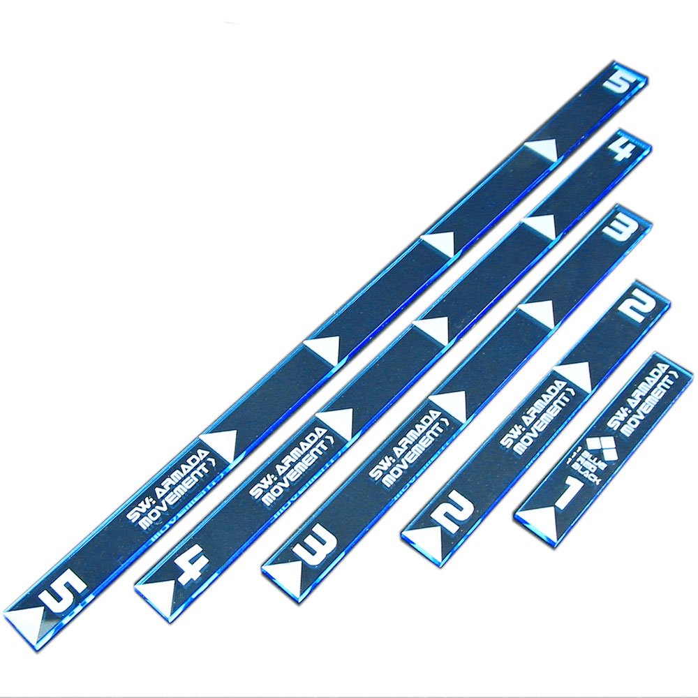 LITKO Armada Multi Range Movement Ruler Set - 5 Pack Fluorescent Blue | Star Wars Armada Compatible Wargaming Accessories | Tabletop Strategy Game Measurement Tool for Miniature Battles