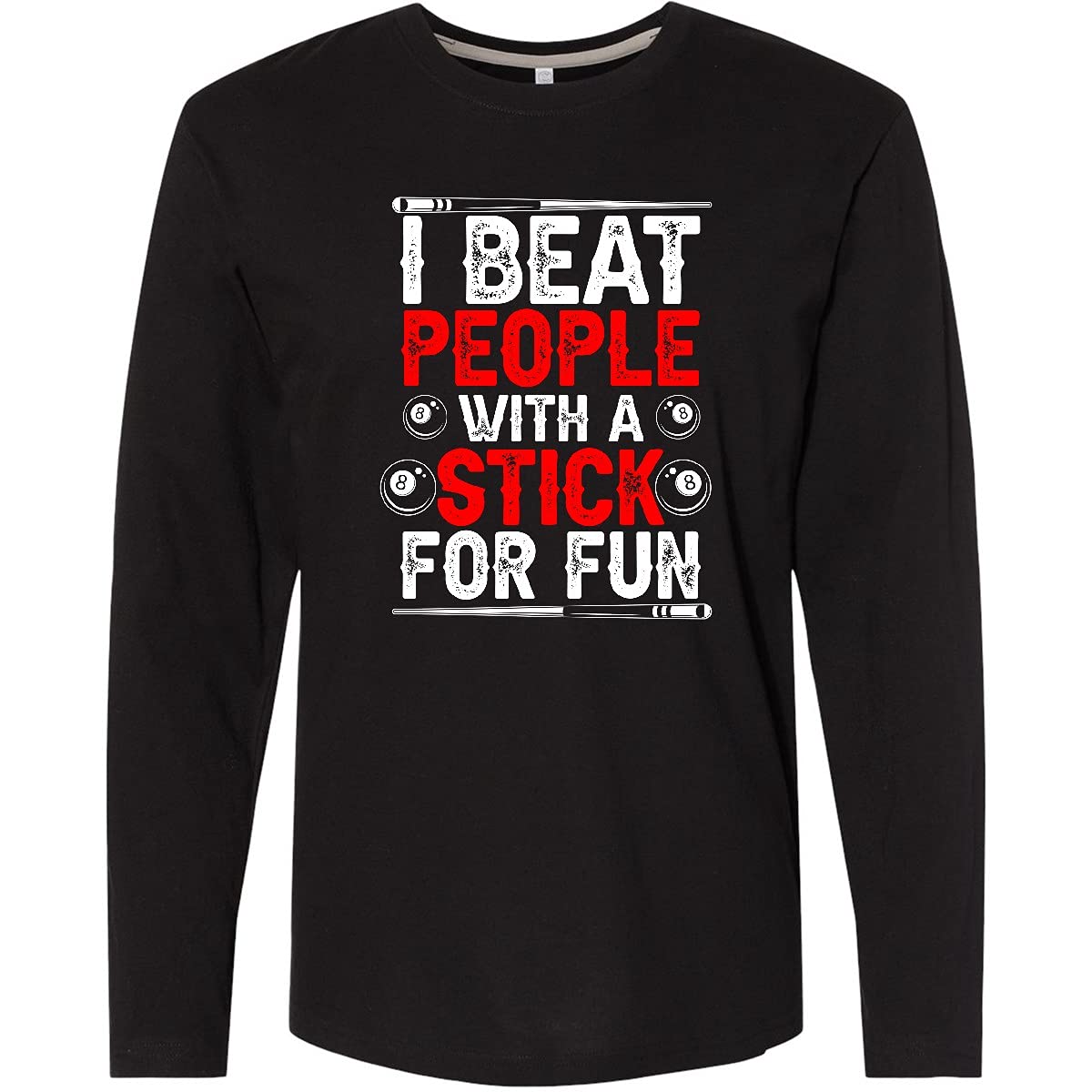 Inktastic Pool Billiards Game Adult Long Sleeve T-Shirt for Men & Women - Cue Sports & Billiard Lover Gift - Casual Lounge & Bar Wear