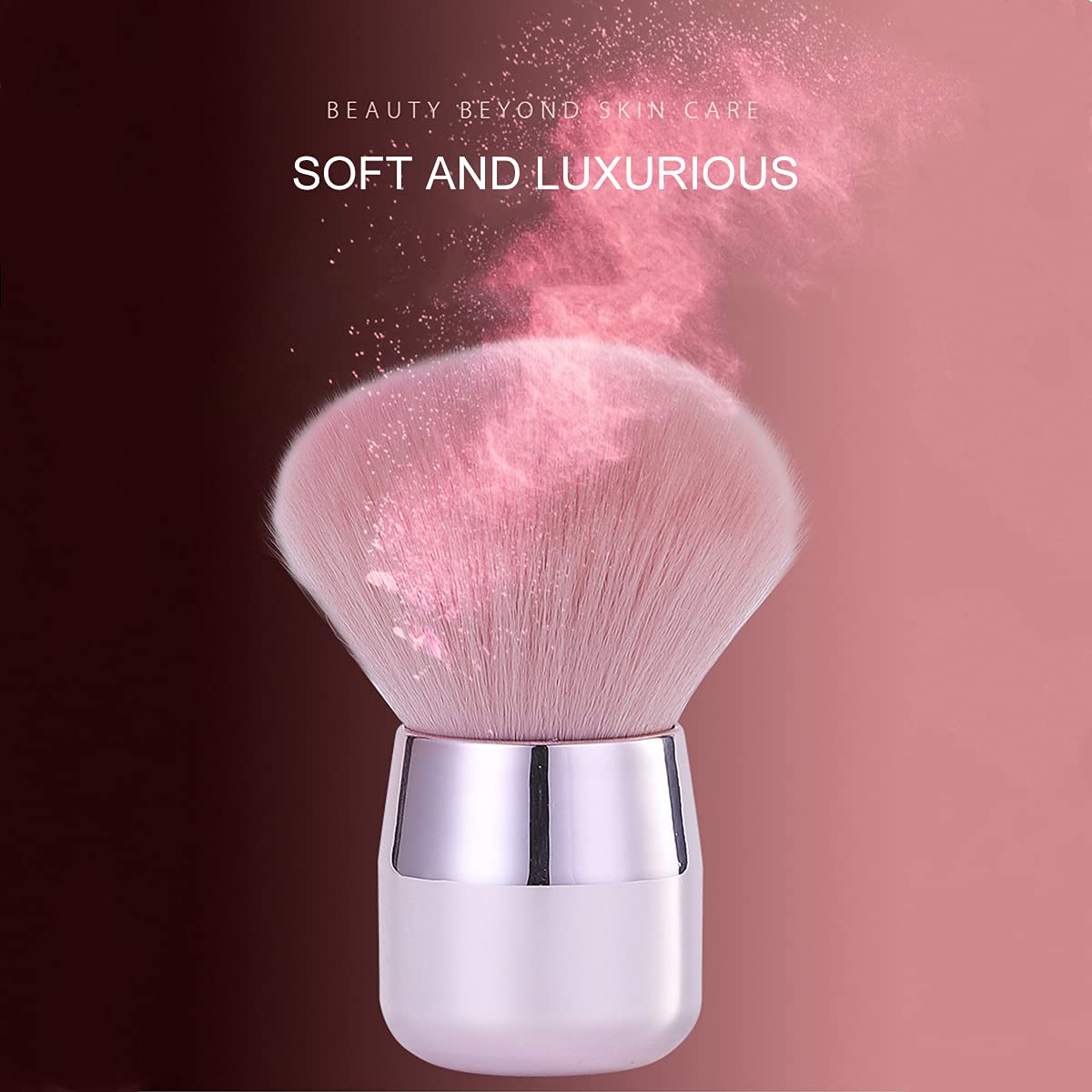 2 Pcs Pink Nail Dust Brush Set - Soft Kabuki Brush for Acrylic Nails, Gel & Dip Powder Removal | Professional Nail Art Cleaner & Makeup Blush Brush | Perfect for Salon, Home Manicure & Cosmetic Application