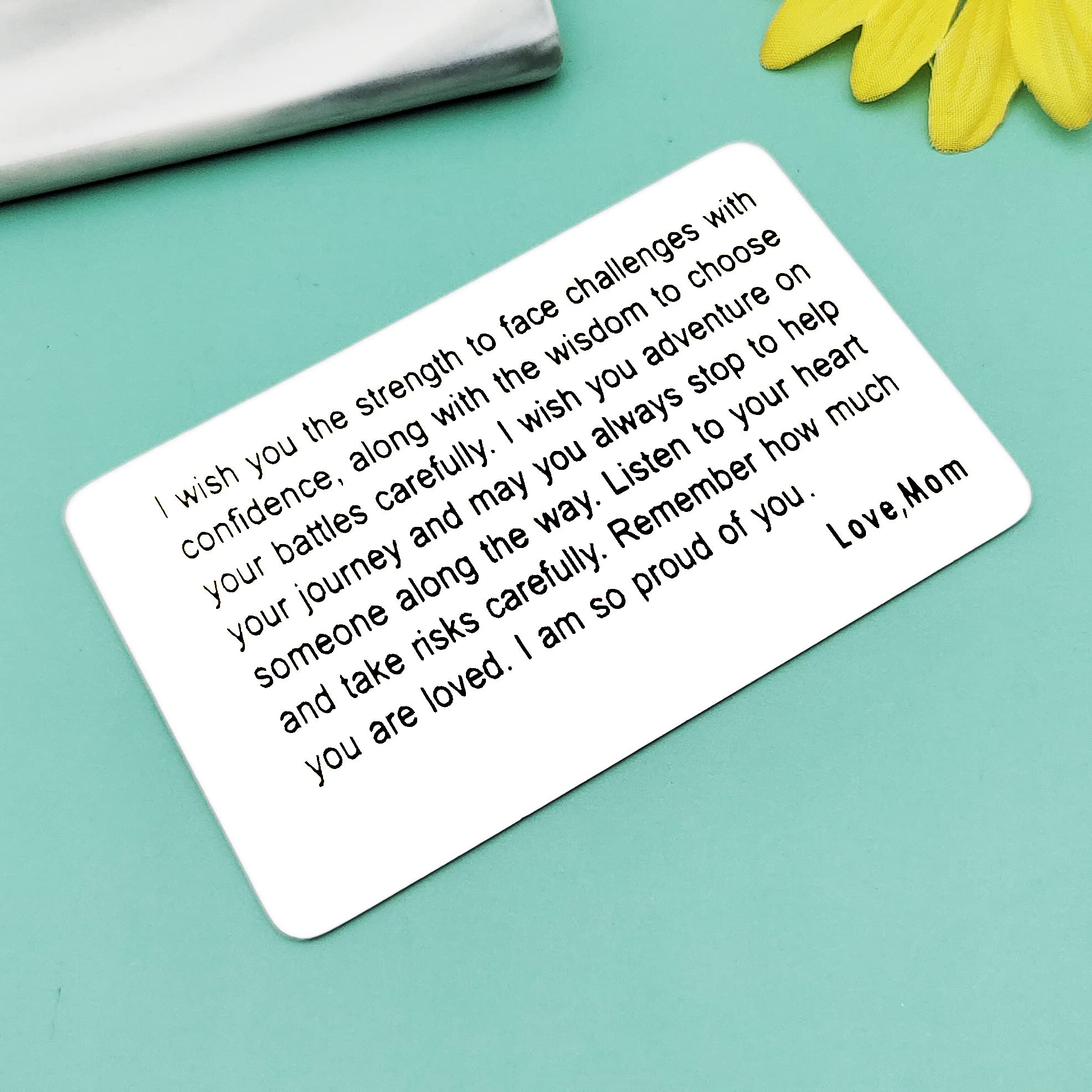 Engraved Metal Wallet Insert Card - Inspirational Gift for Son, Daughter, Teen Boy & Girl - Birthday, Graduation, Family Keepsake Jewelry - Perfect for Daily Motivation & Special Occasions