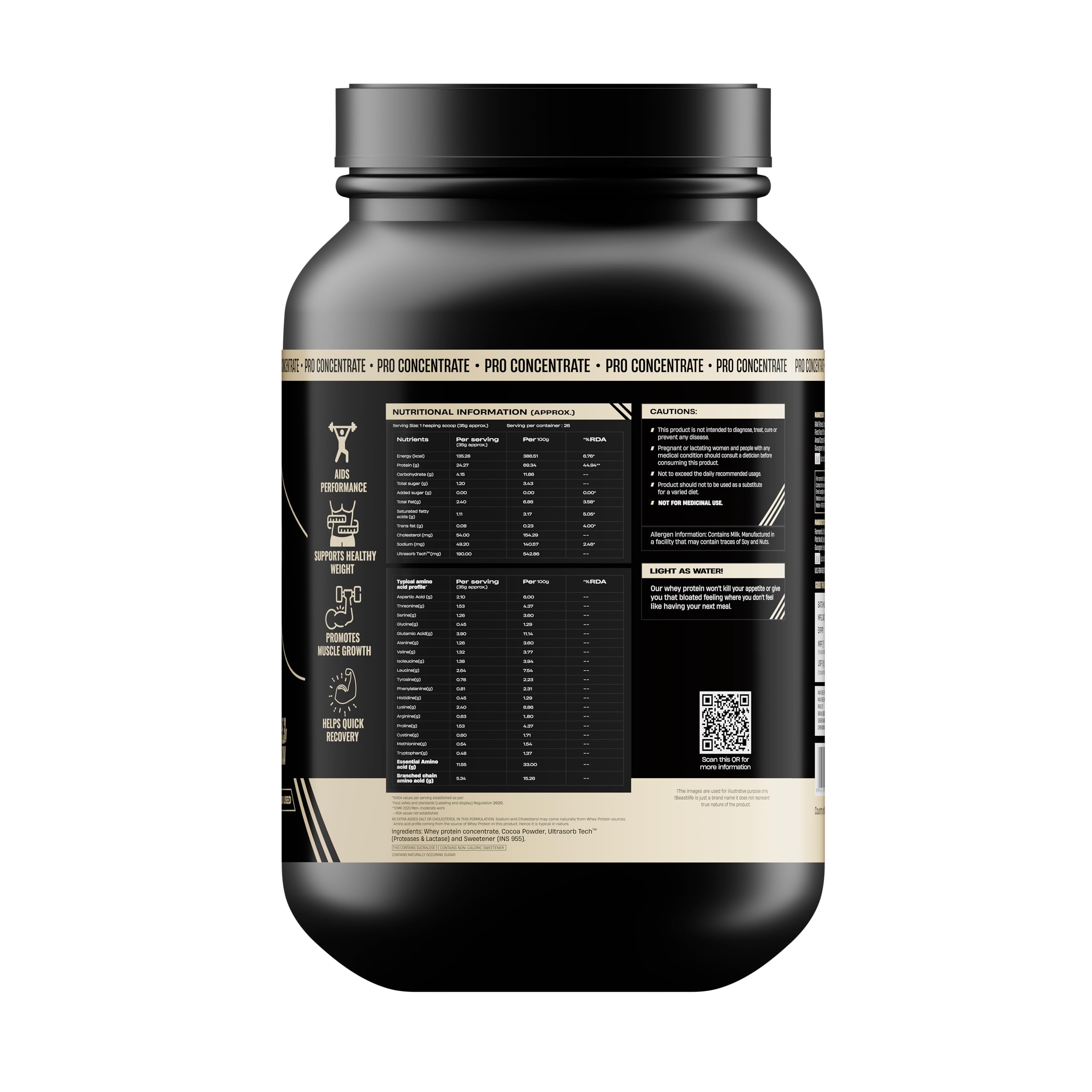 BeastLife Whey Protein Powder - Rich Chocolate Flavor 924g | 24G Protein & 5.3G BCAA | Ultrasorb Tech for High Absorption | Muscle Building & Recovery for Men & Women | Perfect for Post-Workout, Gym Training & Fitness Nutrition