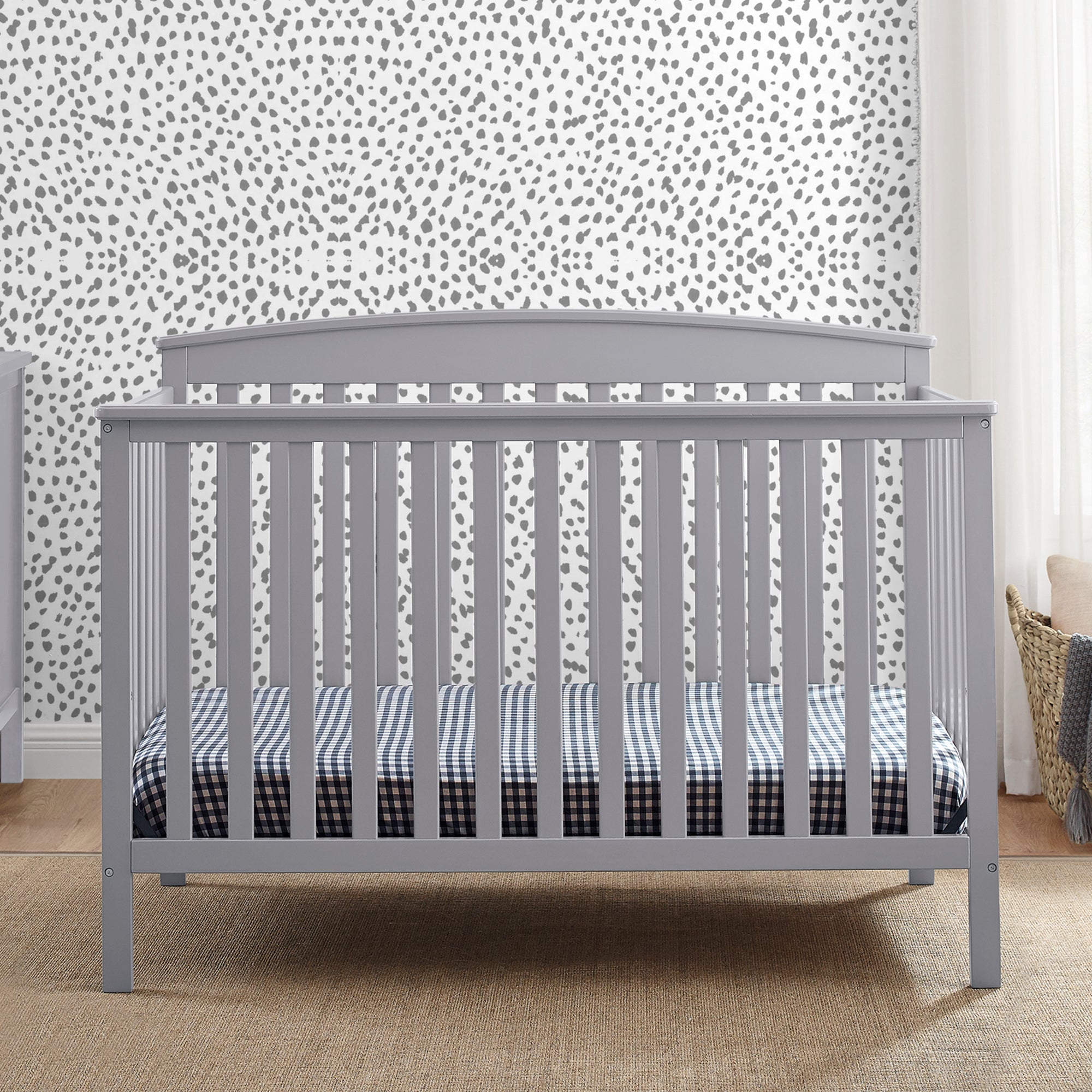 Hanover 6-in-1 Convertible Baby Crib to Toddler Bed - Adjustable Height, Greenguard Gold Certified - Perfect for Nursery, Daycare & Small Spaces