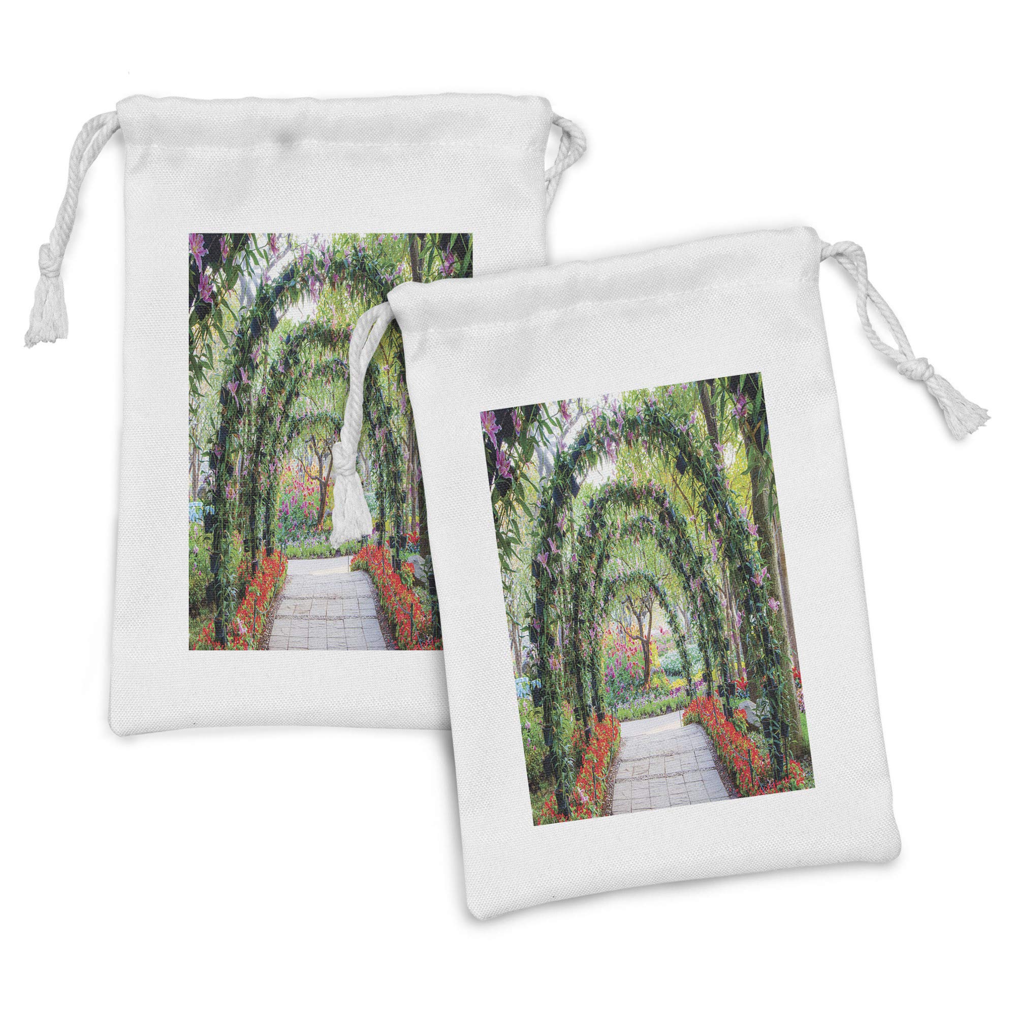 Ambesonne 2-Pack Floral Drawstring Pouches - 9