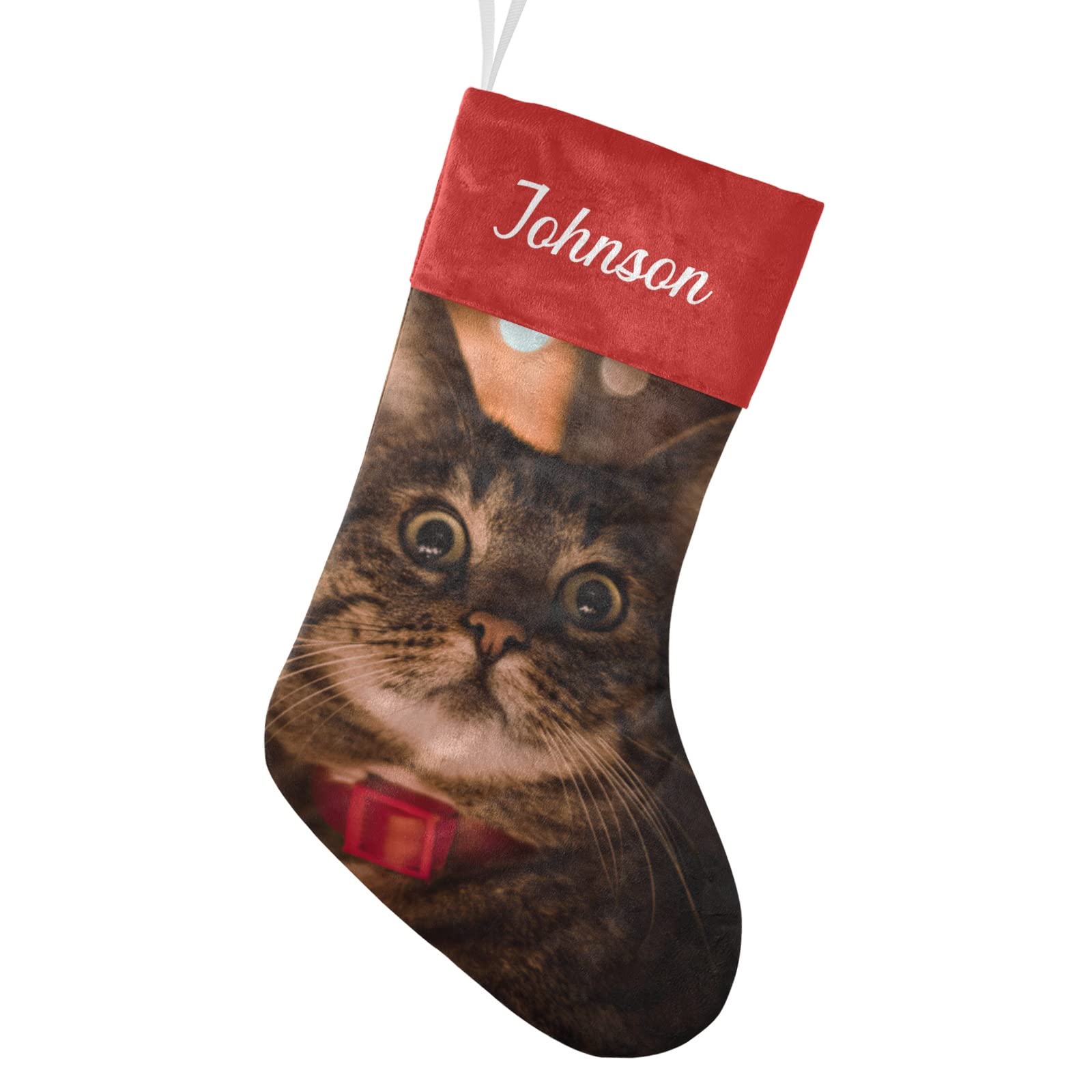 Personalized Christmas Stockings for Cats & Dogs - Custom Name Embroidered Pet Xmas Socks (17.52 x 7.87 Inch) - Perfect Holiday Gift for Pet Lovers & Festive Home Decor