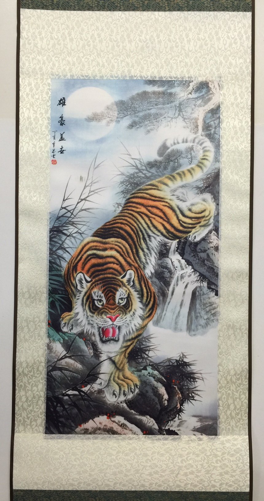 Tiger Silk Scroll - Traditional Chinese Wall Art Painting, Handmade Picture Scroll for Home Decor (S027) | Perfect for Living Room, Bedroom & Office Wall Decoration