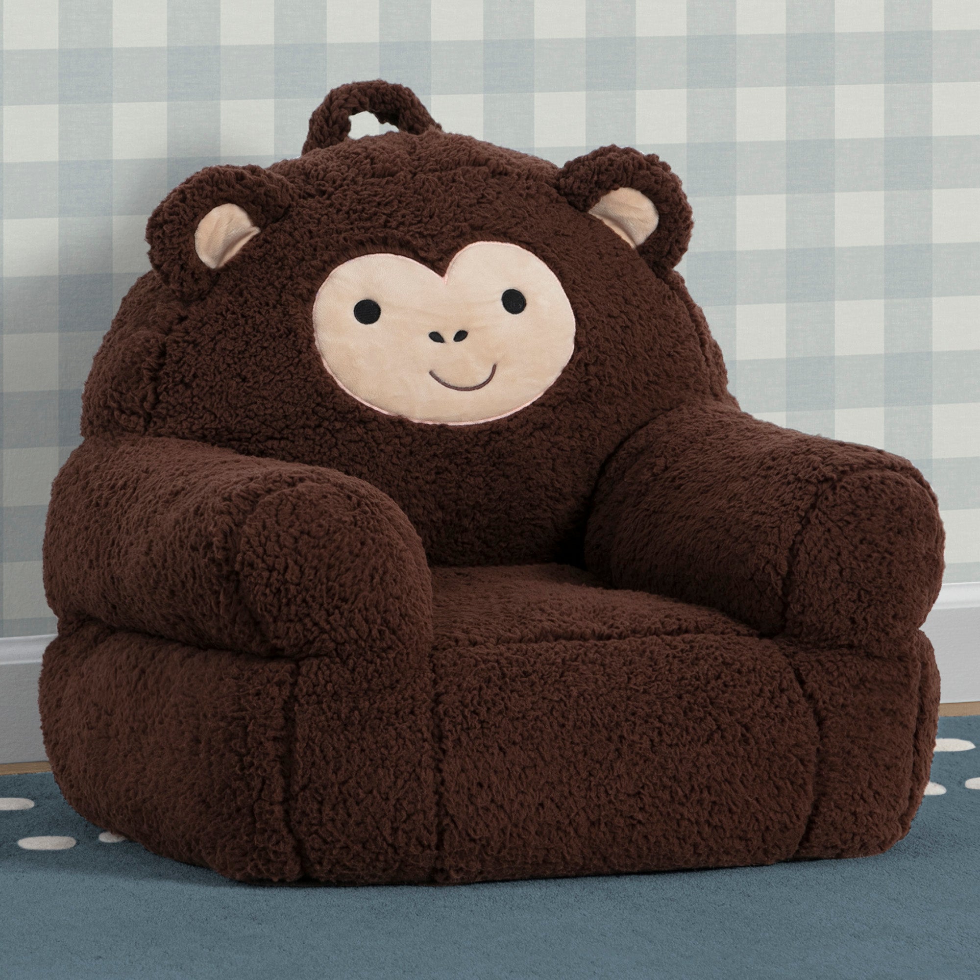 Cozy Buddy Monkey Chair for Kids - Soft Plush Animal Chair with Non-Slip Bottom, Perfect for Nursery, Playroom & Toddler Reading Nook (Brown)