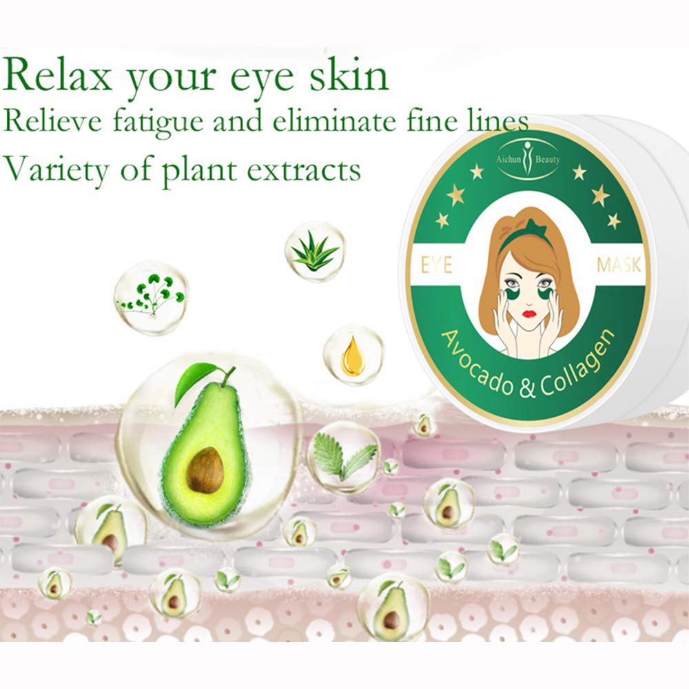 30 Pairs Collagen Eye Mask Patches - Hydrogel Under Eye Pads for Wrinkles & Dark Circles - Avocado Infused Hydrating Eye Treatment for Smooth Skin - Perfect for Night Care & Travel Skincare Routine