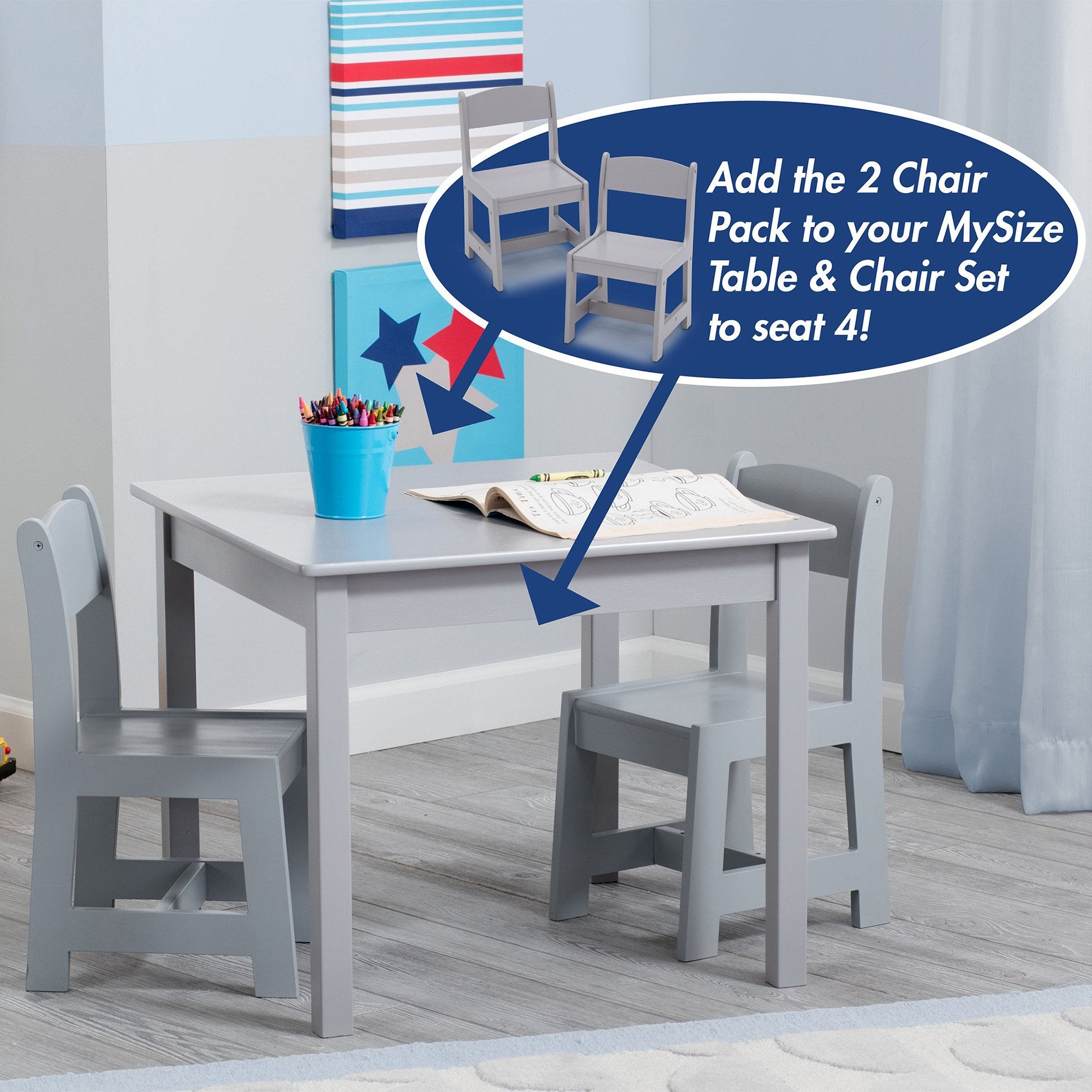 MySize Wooden Kids Chairs for Playroom - Set of 2 Children's Chairs for Reading, Drawing & Playtime - Perfect for Toddler Classroom, Daycare or Home Play Area