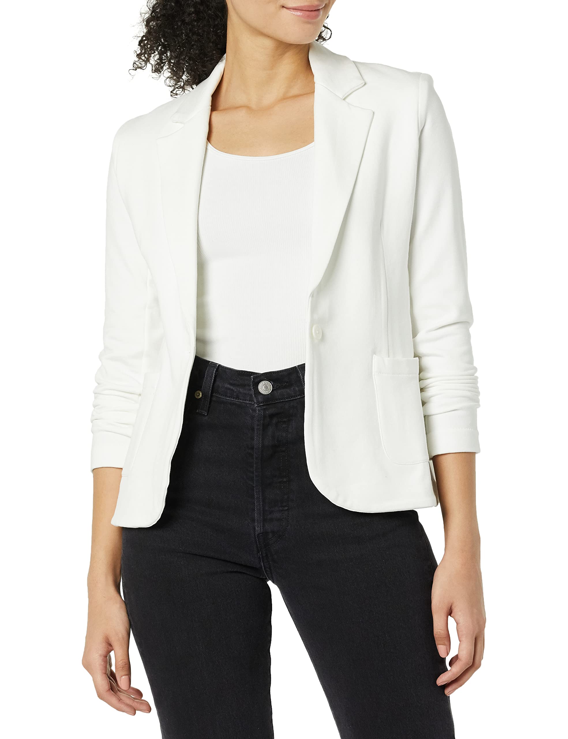 Majestic Filatures Women's French Terry One Button Blazer Jacket - Soft Stretch Comfort for Work, Office & Casual Outfits | Perfect for Business Meetings, Date Nights & Spring Layering