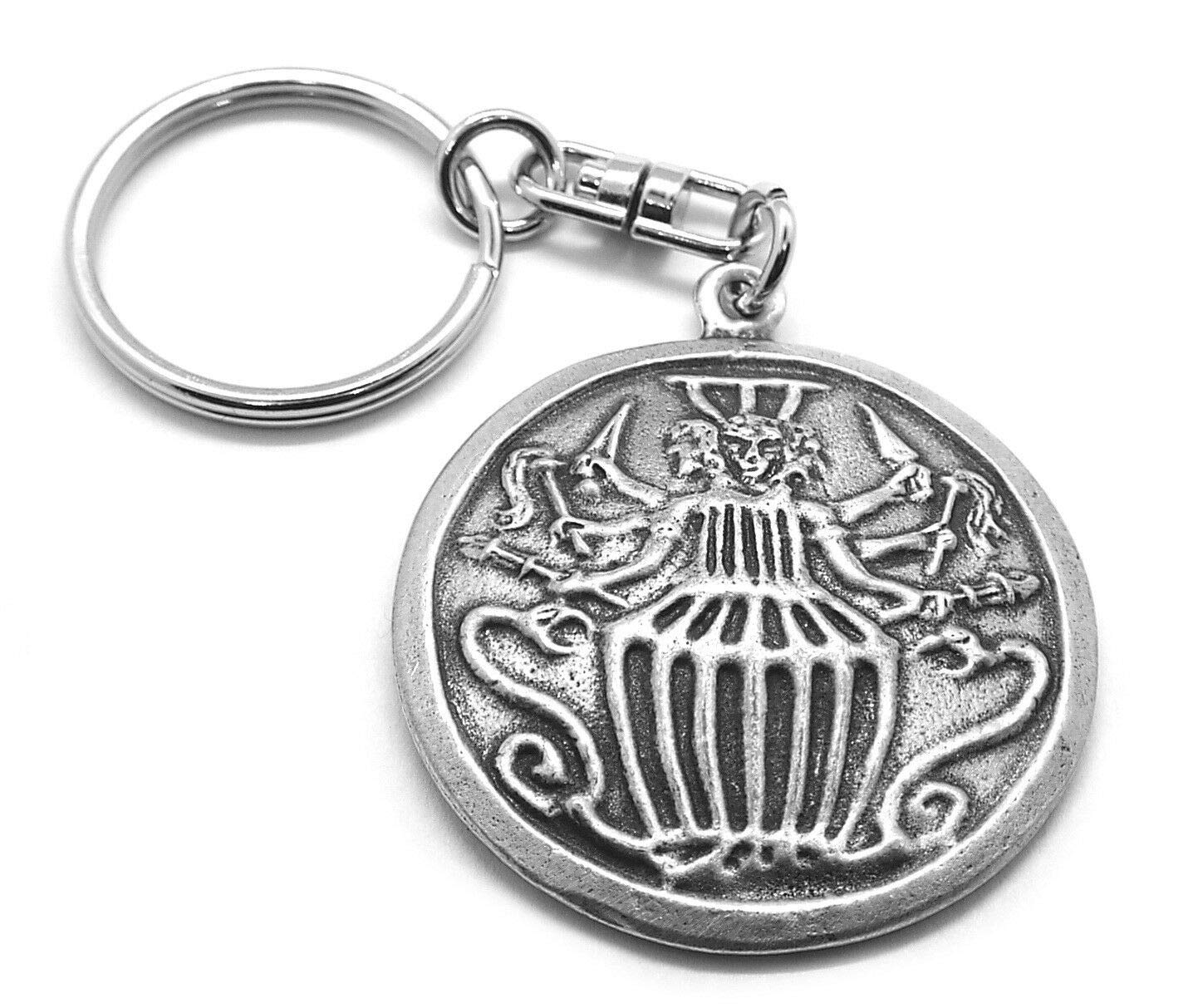 Fine Pewter Hekate Hecate Goddess Keychain with Gift Pouch - Ideal for Wiccan and Pagan Gifts