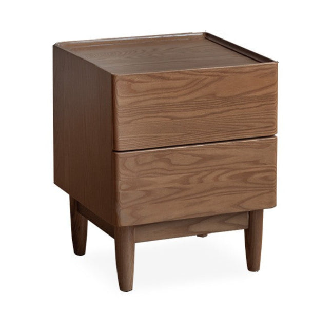 Solid Oak and Ash Wood White Wax Nightstand - Small Bedside Table for Bedroom, Living Room, or Nursery | Rustic Modern Home Decor