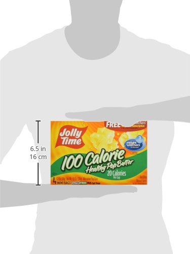 Healthy Jolly Time Microwave Popcorn with Butter - 100 Calories per Bag, 4-Pack - Perfect for Movie Nights, Snacking & Office Breaks