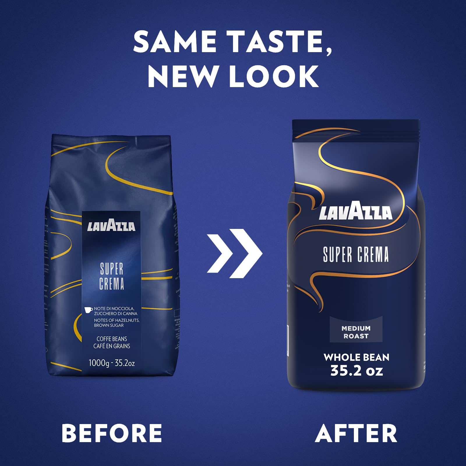 Lavazza Super Crema Whole Bean Coffee - Medium Espresso Roast, Arabica & Robusta Blend, 2.2 lb Bag (Pack of 5) - Perfect for Home Brewing, Cafes & Office Coffee Stations
