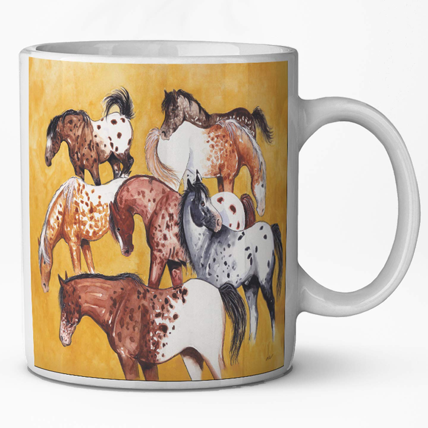 Hand-Painted Ceramic Coffee Mug with Appaloosa Horses Design by Denise Every - Perfect for Home, Office & Gift Giving