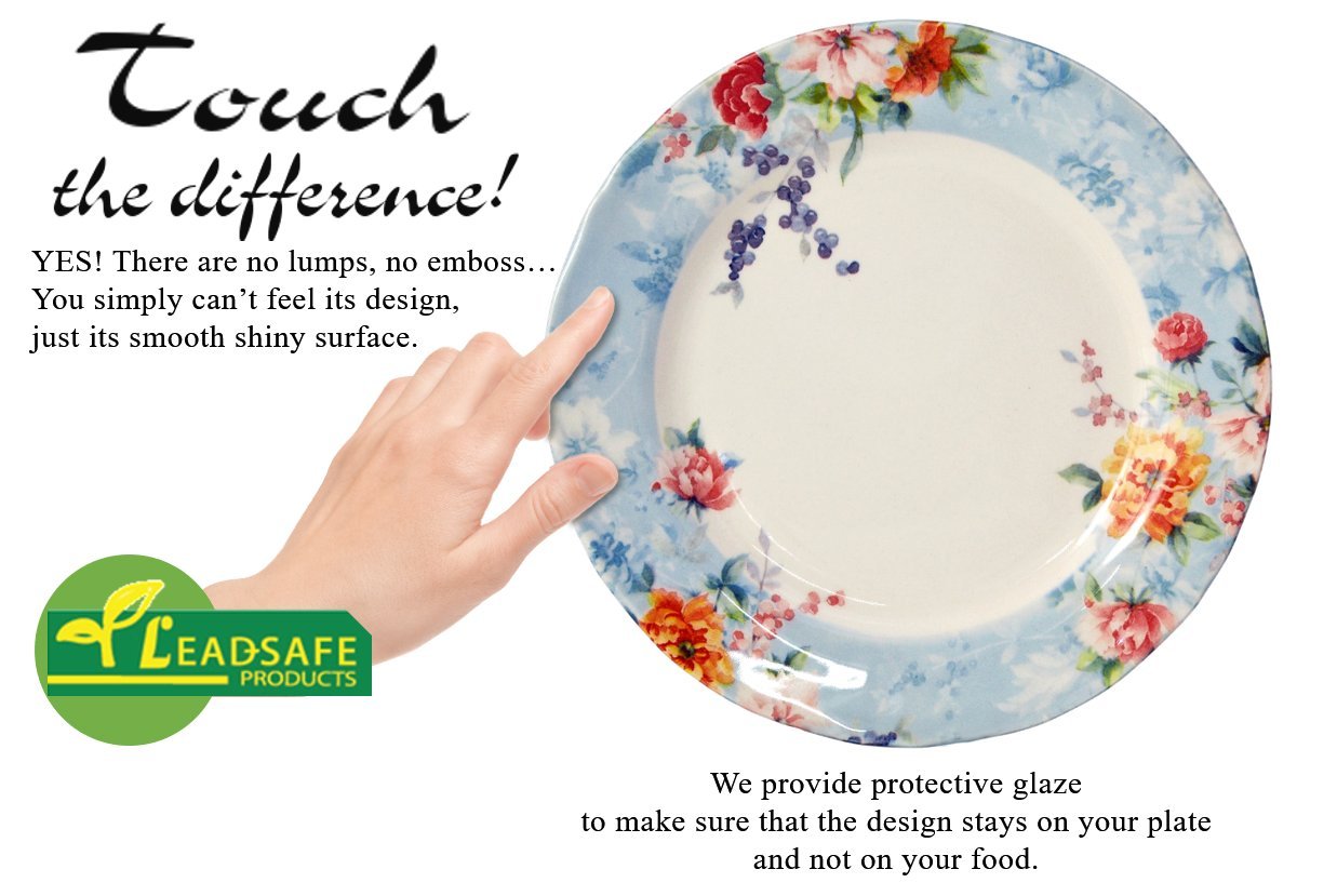 Tudor Royal 12-Piece Porcelain Dinnerware Set - Blue Floral Design for 4, Elegant Tableware for Dining & Entertaining