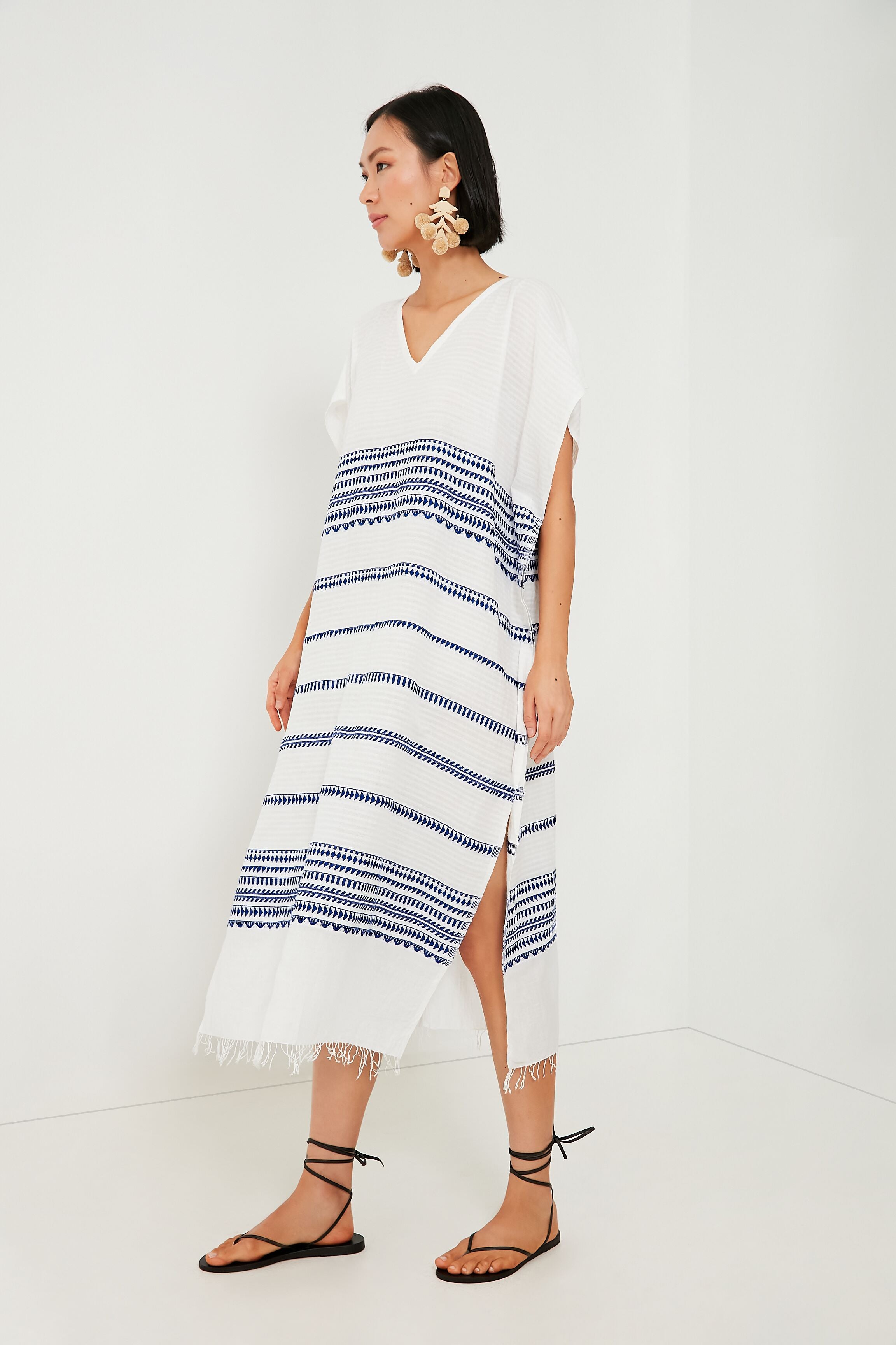 Blue Yani Classic Caftan Dress - Flowy Boho Maxi Dress for Women | Beach Cover Up, Poolside Lounge, Summer Vacation Outfit