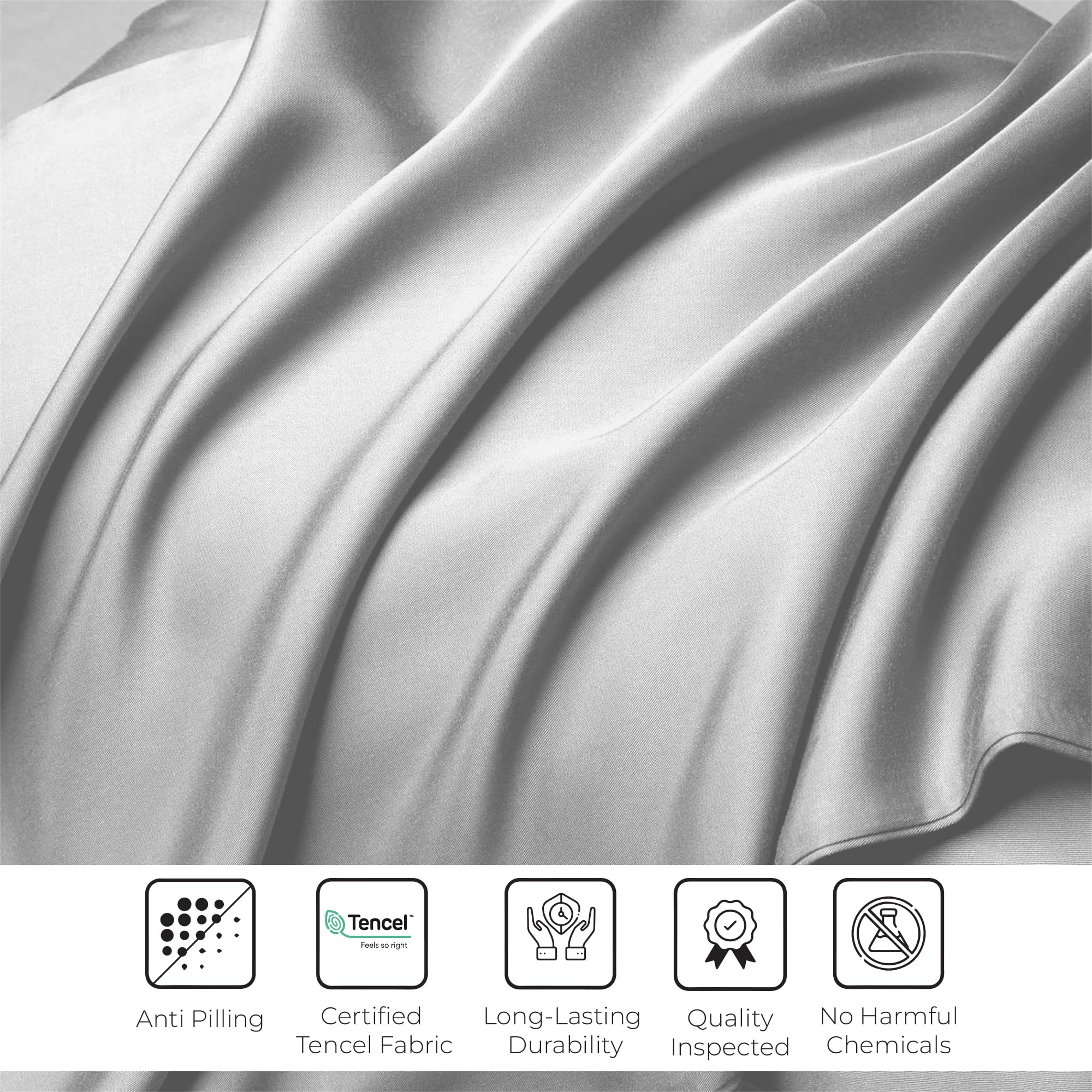 Premium Eucalyptus Tencel Lyocell Sheet Set - Split King Size Cooling Breathable Bed Sheets (2 Fitted, 1 Flat, 2 Pillowcases) - Ultra Soft & Silky for Hot Sleepers - Perfect for Summer Nights & Luxury Bedroom Decor