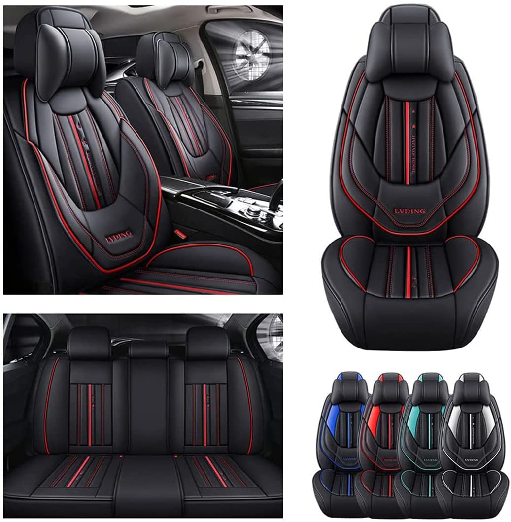 Cobear Waterproof PU Leather Car Seat Covers Full Set for Honda Accord 2011-2017 - Front & Rear Seat Protectors (Black) | US Stock Fast Shipping | Perfect for Daily Commuting, Road Trips & Pet Protection