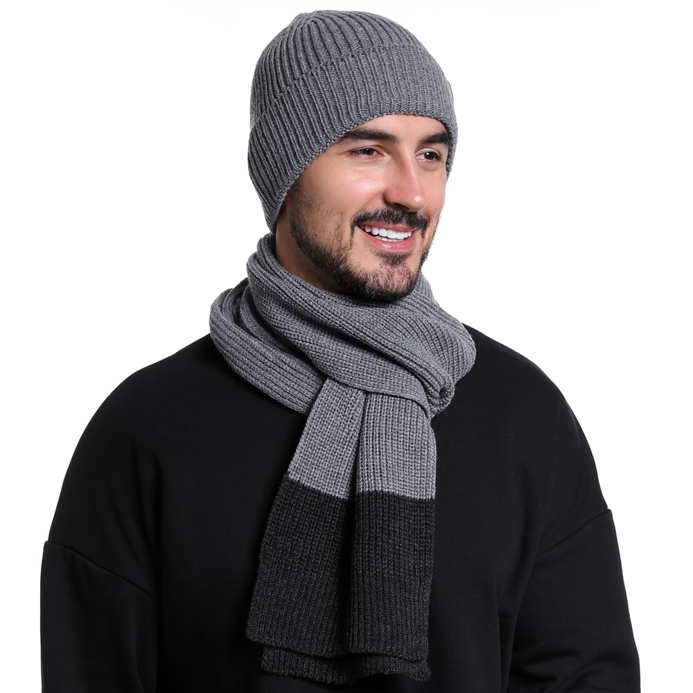 3-Piece Winter Beanie Hat, Touchscreen Gloves & Scarf Set for Men & Women - Warm Knit Skull Cap, Scarf & Gloves Combo for Cold Weather - Perfect for Skiing, Snowboarding & Outdoor Winter Activities