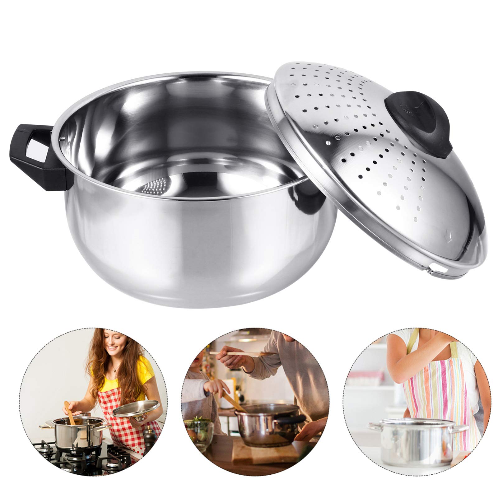 DOITOOL 8 Quart Stainless Steel Stock Pot with Lid - Heavy Duty Soup Pot, Pasta Pot, Steamer for Cooking, Boiling, Canning - Ideal for Home Kitchen, Restaurant & Catering Use