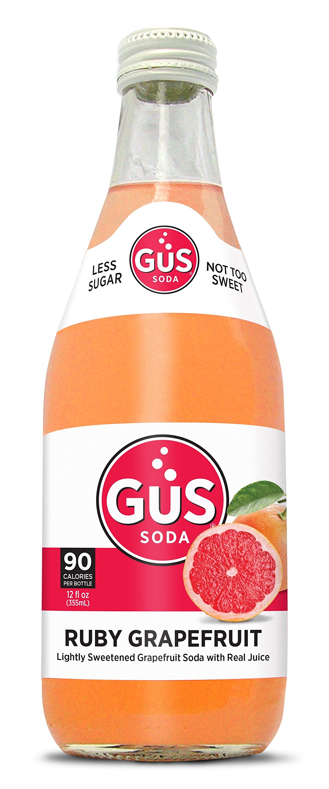 GuS Soda - Star Ruby Grapefruit Flavored Sparkling Water - 12 oz Glass Bottles (24-Pack) | Refreshing Beverage for Parties, Picnics & Healthy Hydration