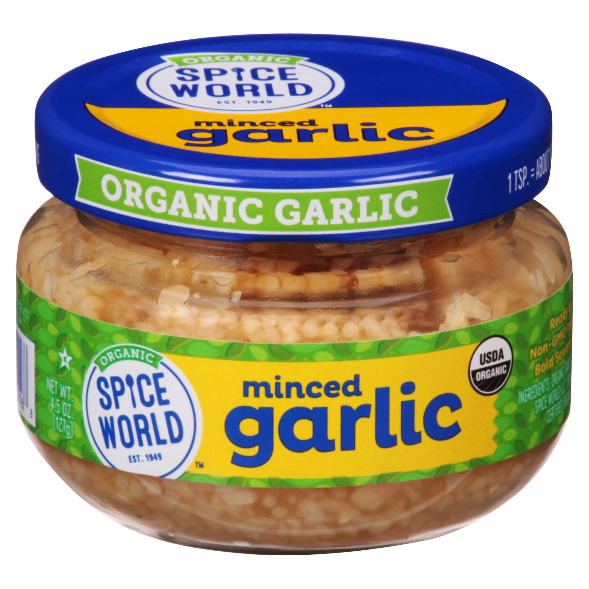 Organic Minced Garlic Ready to Use - 4.5 oz Fresh Packed for Cooking, Soups, Stir-Fry, Burgers & Garlic Bread - Perfect for Home Chefs & Meal Prep