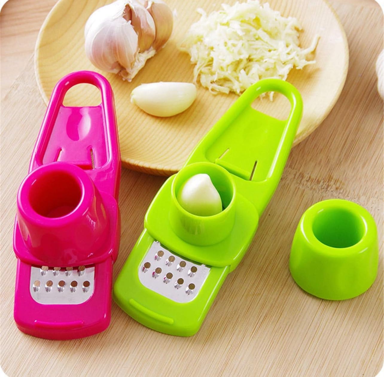 Blossom Creation Garlic Ginger Grater - Plastic Chopper for Kitchen - Multi-Color (Buy One Get One Free) - Perfect for Grating Garlic, Ginger & Spices for Cooking, Baking & Meal Prep