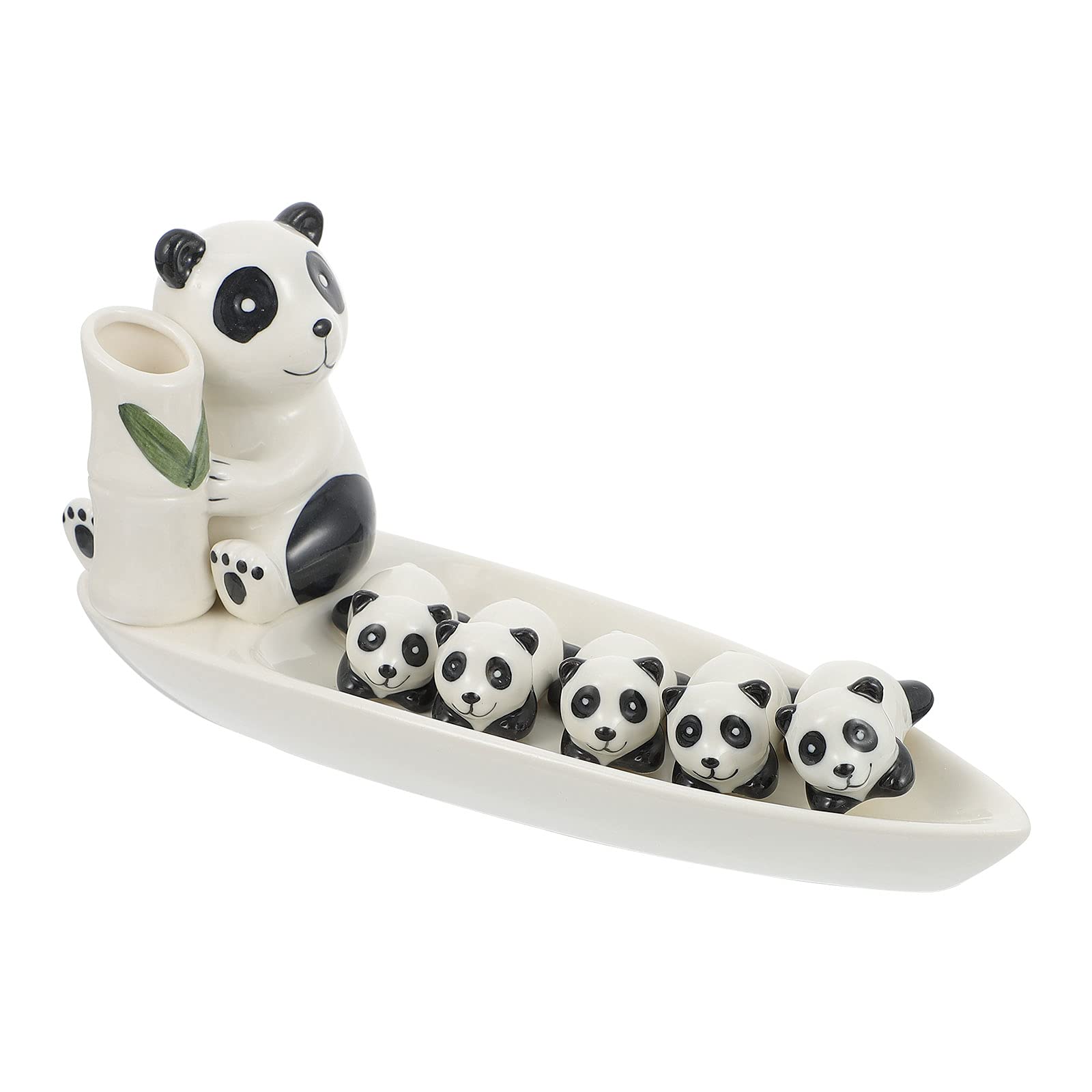 Panda Chopsticks Stand Set - Mini Chopstick Holder & Fork Rest for Kitchen, Dining Table, Wall Decor - Cute Asian Home Accessories for Sushi, Ramen & Asian Cuisine Lovers