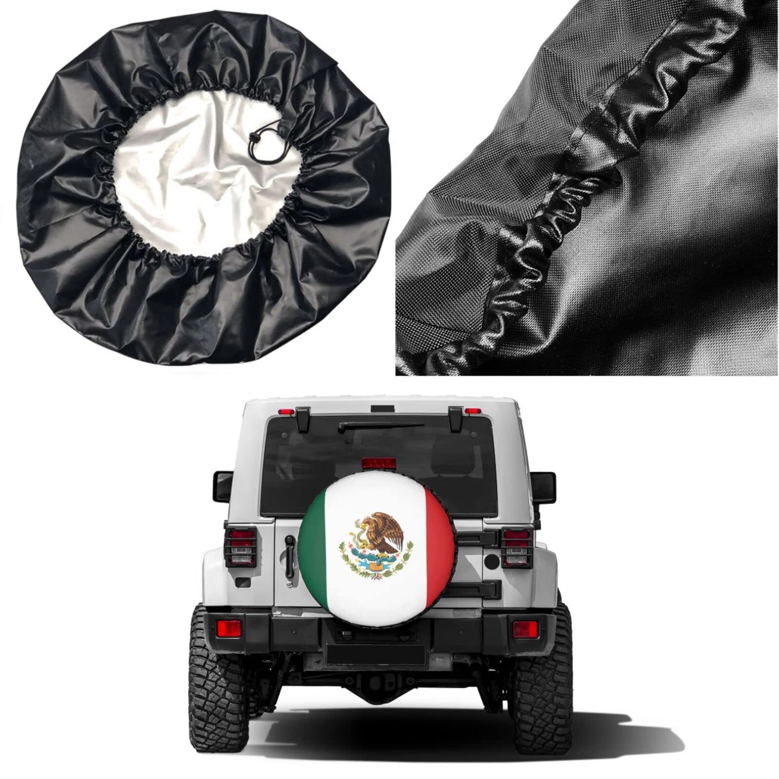 Mexico Flag Spare Tire Cover - 15 Inch Dustproof Wheel Protector for Trailers, RVs, SUVs & Vehicles | Perfect for Road Trips, Camping & Outdoor Adventures