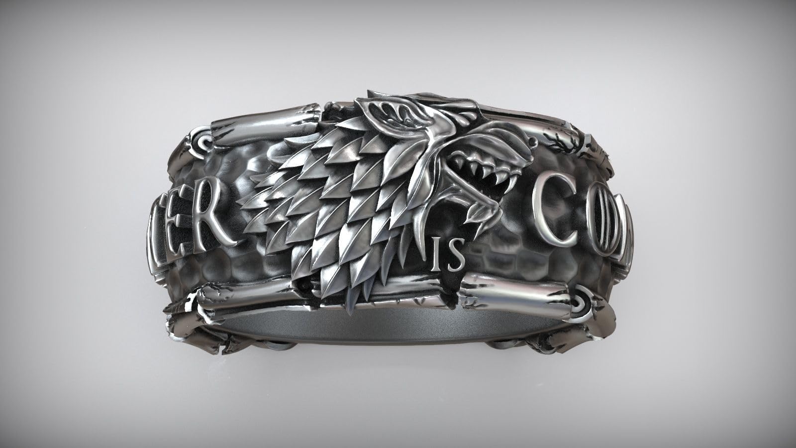 Handmade 925 Sterling Silver Wolf Ring - Unique Oxidized Targaryen & House Stark Inspired Jewelry for Men & Women | Perfect for Winter Weddings, GOT Cosplay & Gift Giving