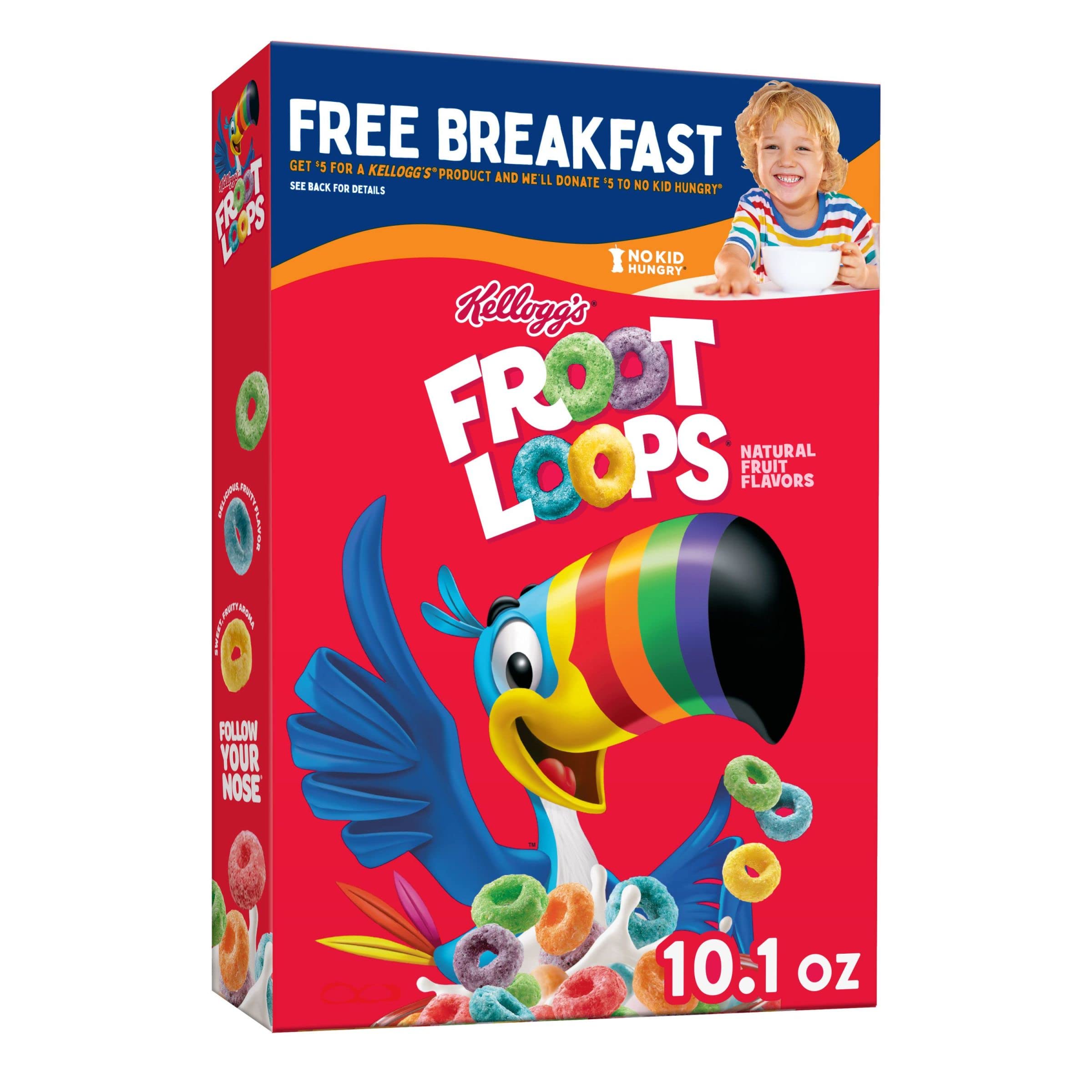 Kellogg's Froot Loops Breakfast Cereal - Fruit Flavored Vitamin C Cereal, 10.1oz Box | Great for Kids' Breakfast, School Snacks & Family Morning Meals