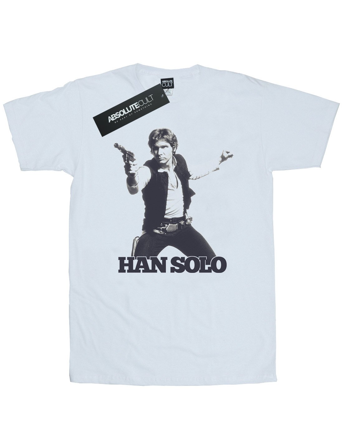 Star Wars Han Solo Retro Photo T-Shirt for Men - White Large Size - Casual Wear, Cosplay & Gift for Fans