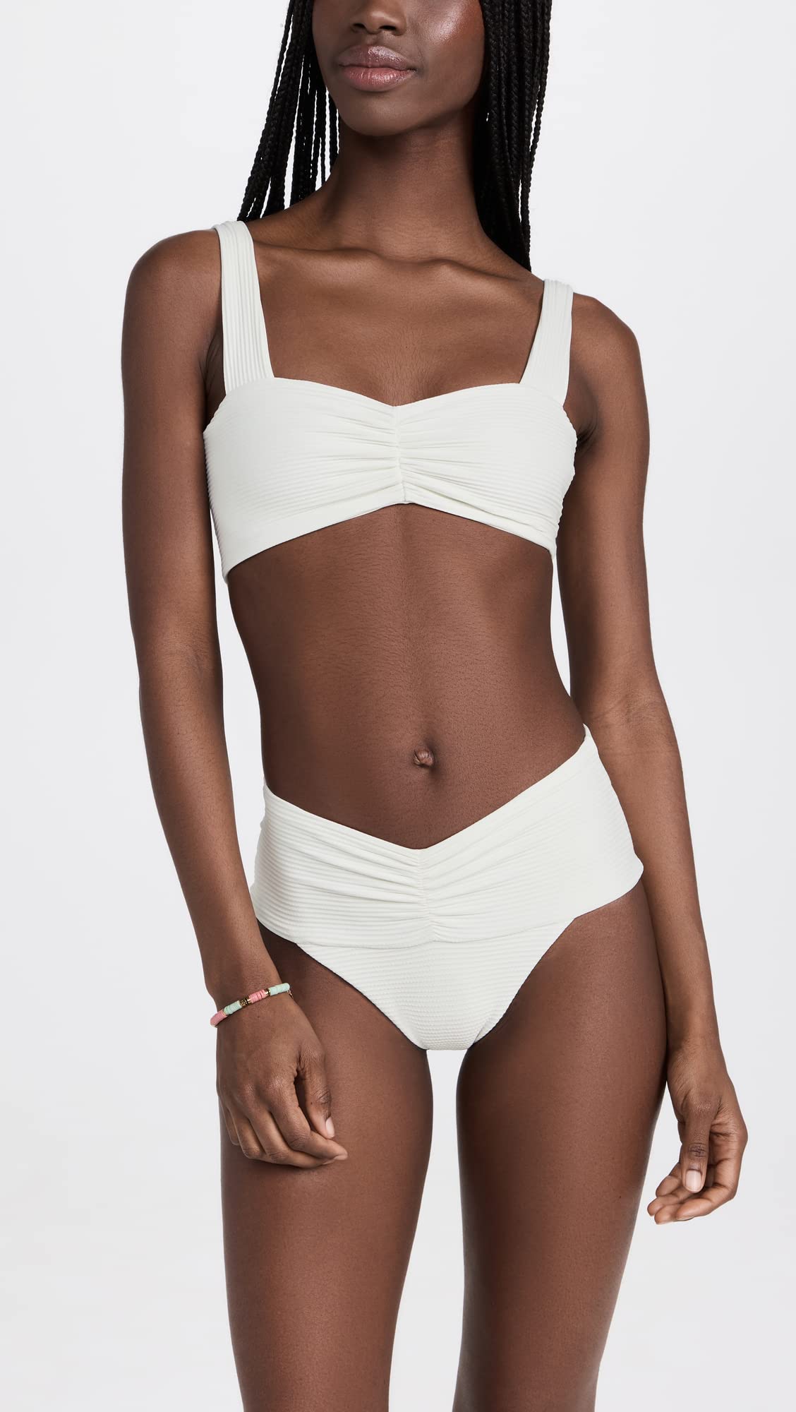 L*Space Eco Chic Econyl Marlee Bikini Top for Women - Sustainable Ribbed Swim Bralette with Front Ruching | Perfect for Beach Vacations, Pool Parties & Summer Getaways