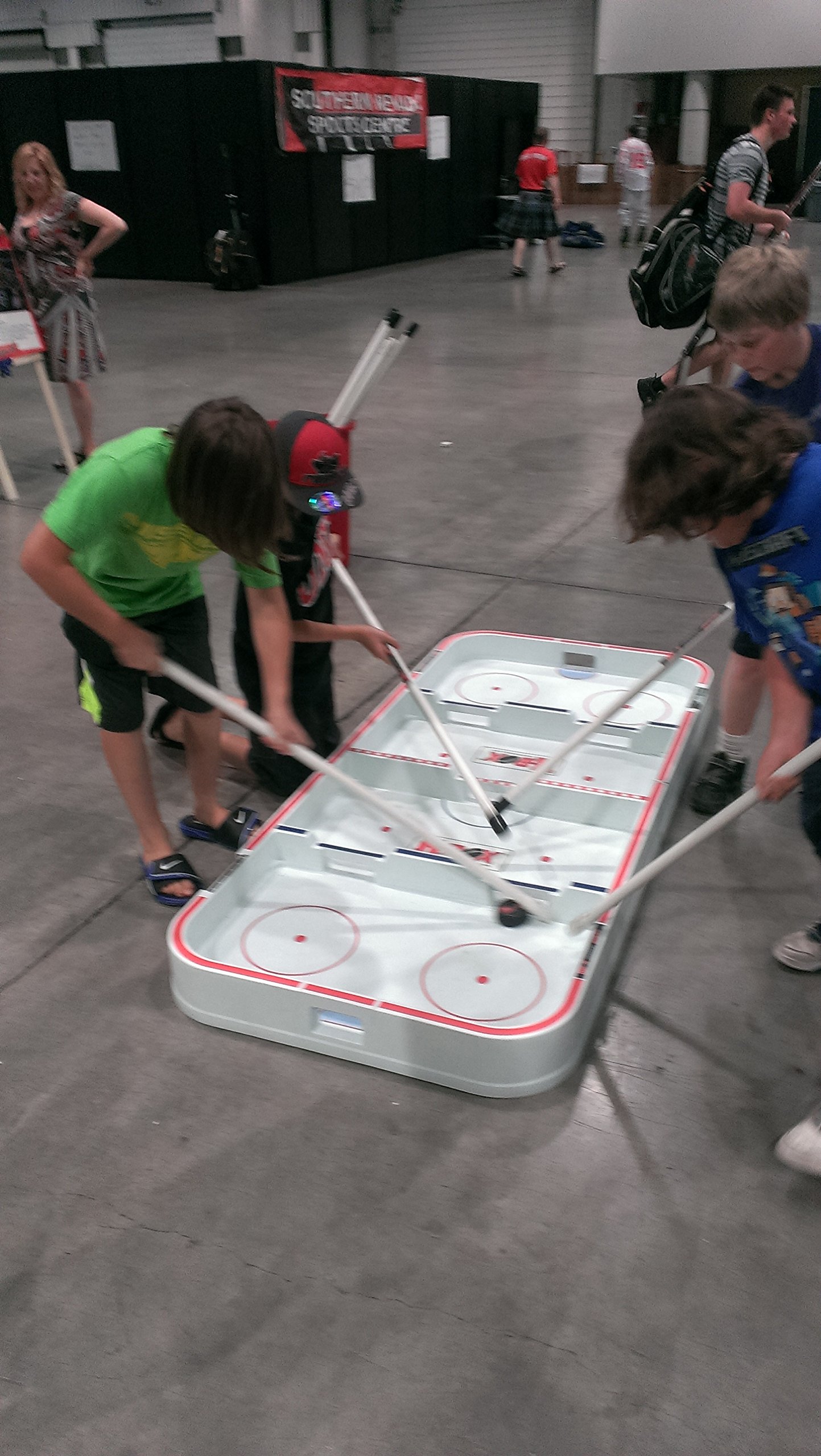 Universal Youth Box Hockey Game Set with Fiberglass Sticks & Real Puck - Perfect for Indoor Gym Class & Backyard Play