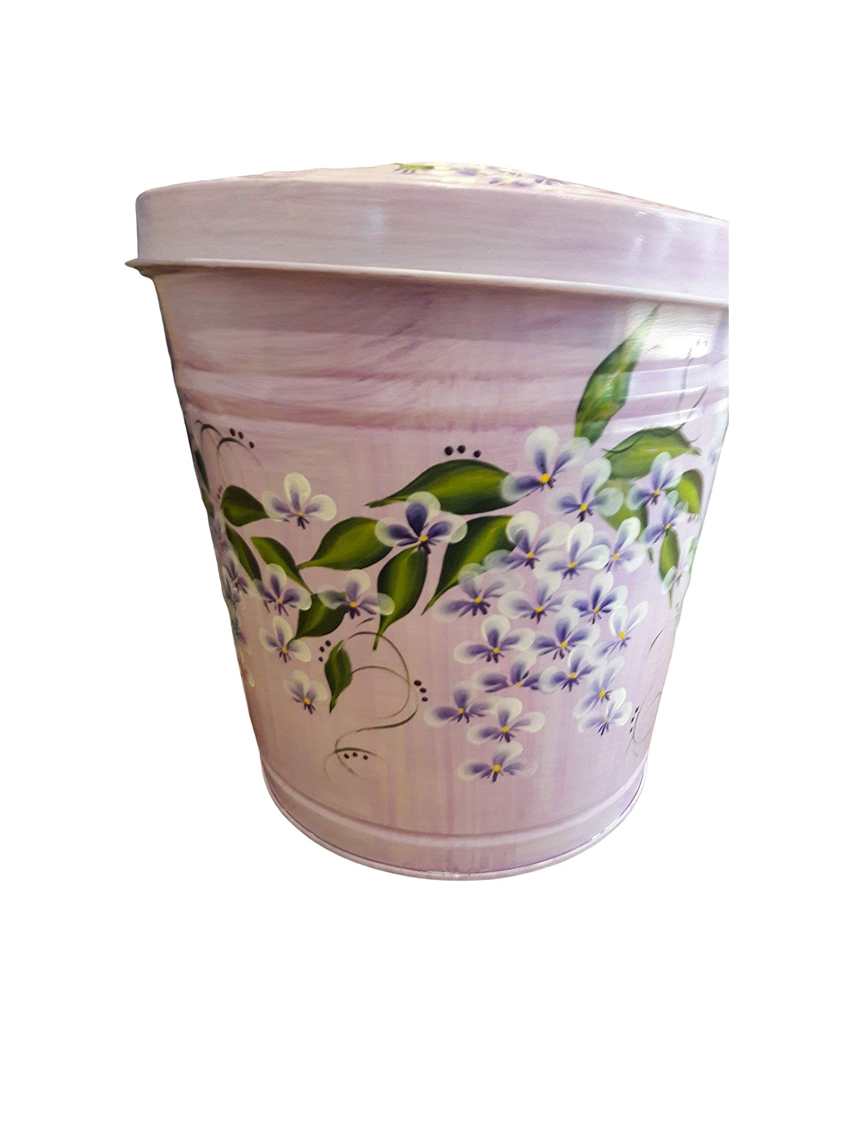 10 Gallon Hand Painted Decorative Trash Can - Elegant Waste Bin for Kitchen, Bathroom & Office - Eco-Friendly Garbage Can with Artistic Design for Home Decor