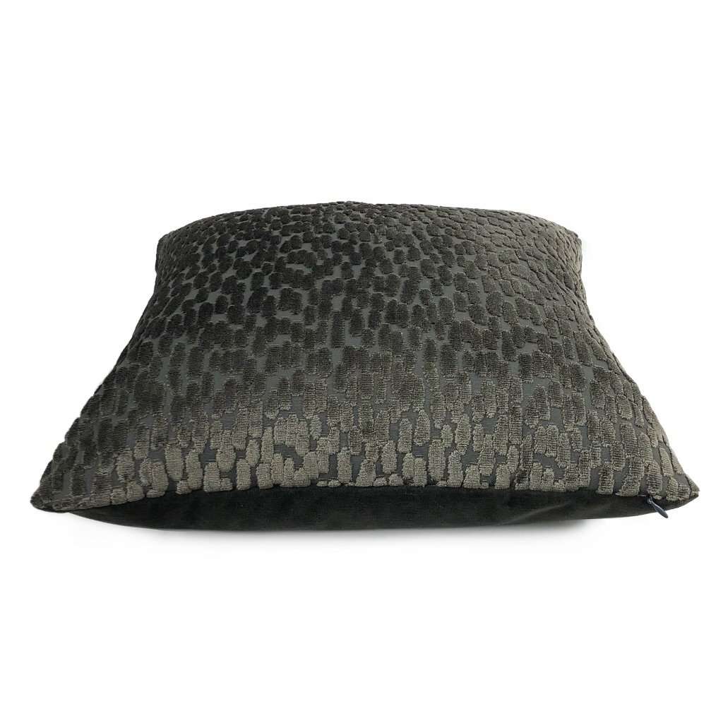Bellini Graphite Gray Large Velvet Dots Decorative Pillow Cover - Soft Textured Throw Pillow Case for Sofa, Bed & Home Decor