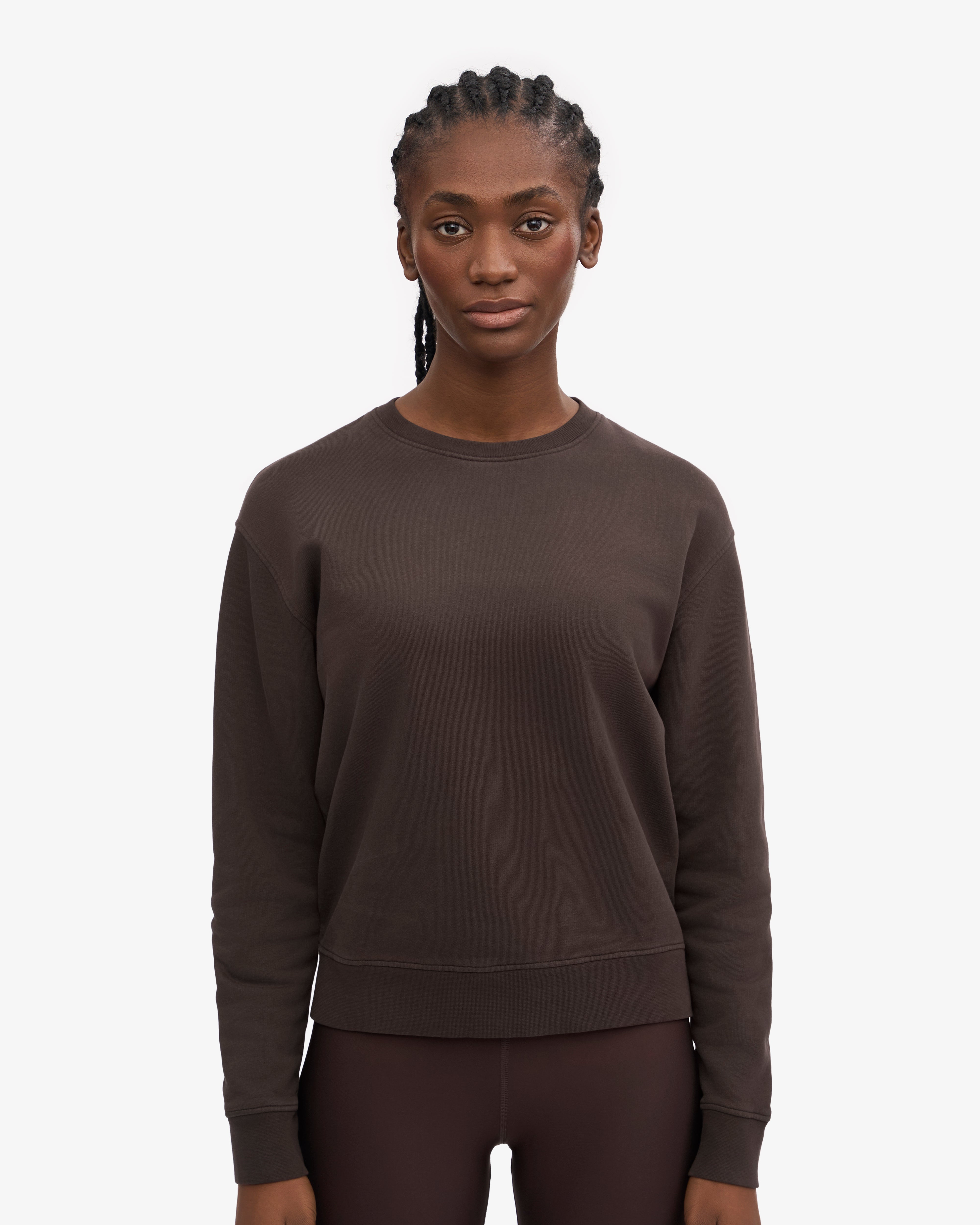 Organic Cotton Women's Classic Crew Neck T-Shirt - Coffee Brown | Casual Everyday Wear & Layering Essential
