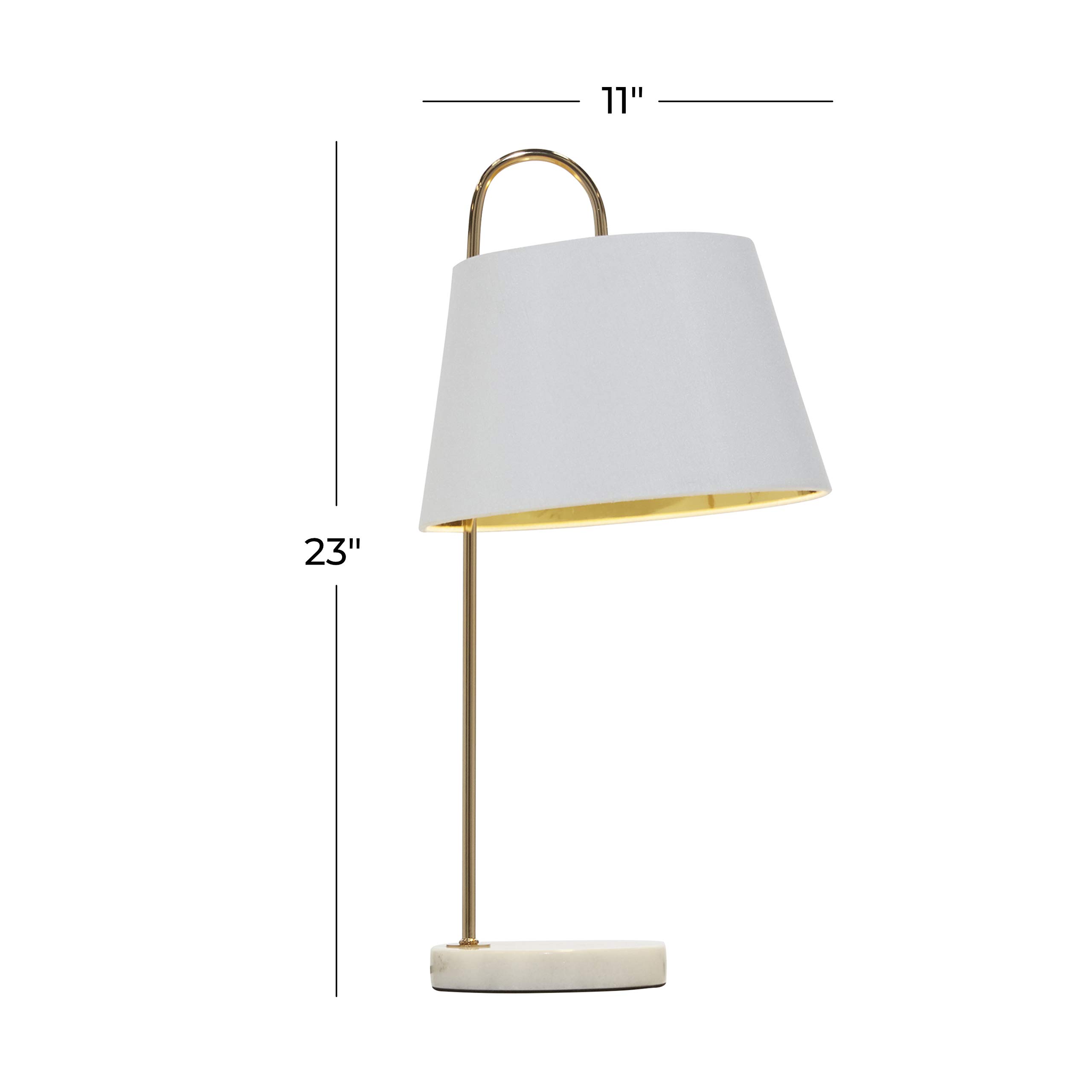 Deco 79 Modern White Marble Table Lamp with Gold Arched Metal Base - 11x11x22 Inches - Elegant Desk Lamp for Home Office, Bedroom Nightstand & Living Room Decor