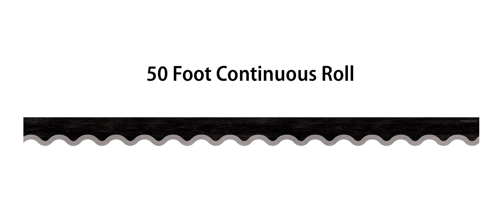 Teacher Created Resources Modern Farmhouse Black & Gray Scalloped Border Trim - 50ft Roll for Bulletin Boards, Walls, Desks - Perfect for Classroom Decor, Homeschooling, School Doors & Windows Decoration