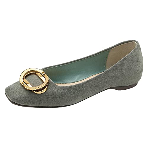 C.Paravano Women's Suede Ballet Flats with Buckle - Comfortable Slip-On Dress Shoes for Work, Office & Casual Outfits | Elegant Ladies Loafers for Walking, Travel & Everyday Wear