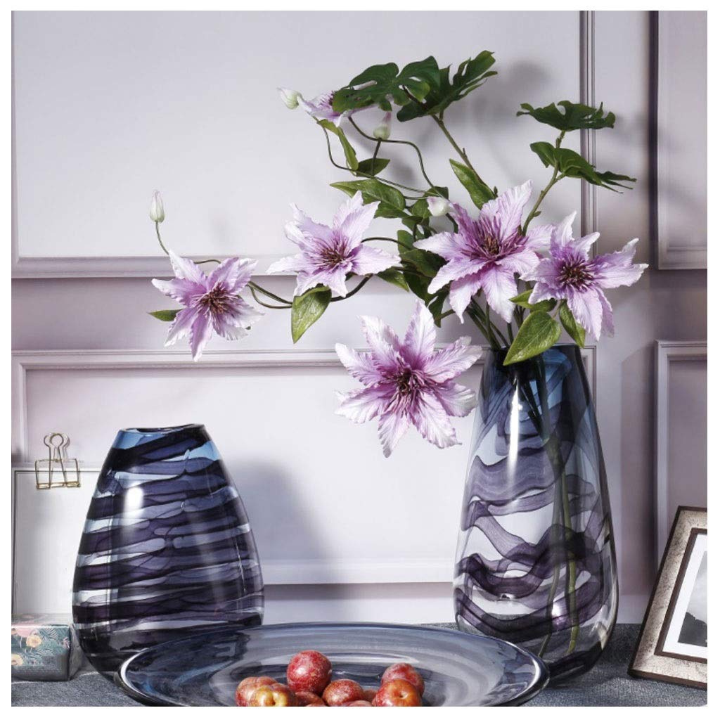 Handmade Stained Glass Vase - 14.5 Inch Modern Home Decor for Wedding, Living Room & Outdoor Decorations - Elegant Handcrafted Centerpiece for Dining Table, Fireplace Mantel & Garden Decor (Size B)