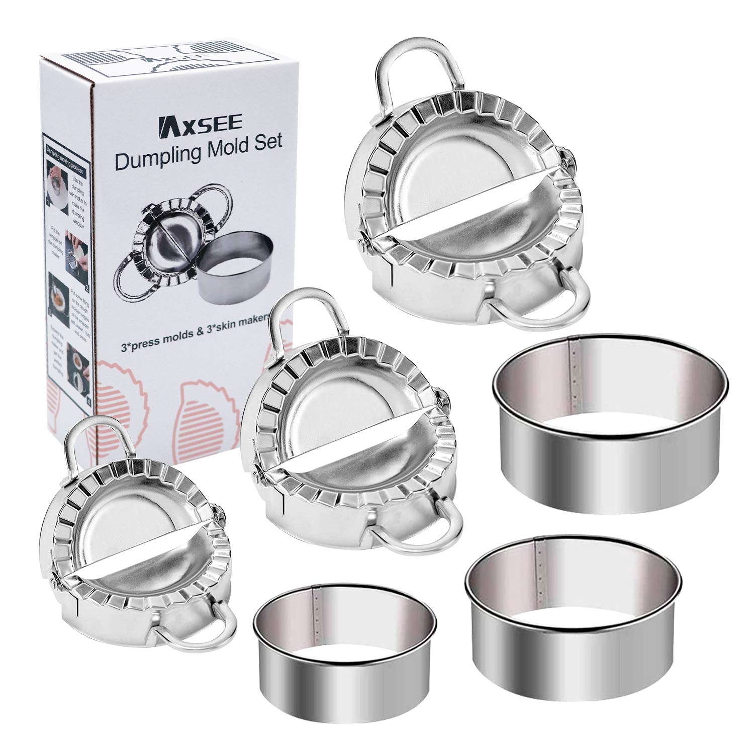 Stainless Steel Dumpling Maker Set - Professional Dumpling Molds & Wrapper Press for Homemade Dumplings, Potstickers, Gyoza - Perfect for Asian Cooking, Family Meals & Party Food Prep