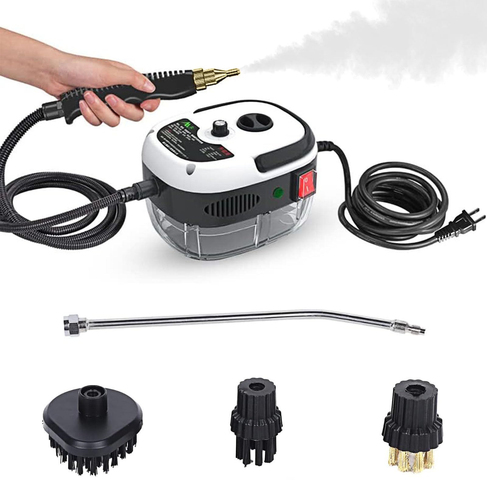 2500W Handheld Steam Cleaner for Home & Car - Fast Heating, 3 Brush Heads